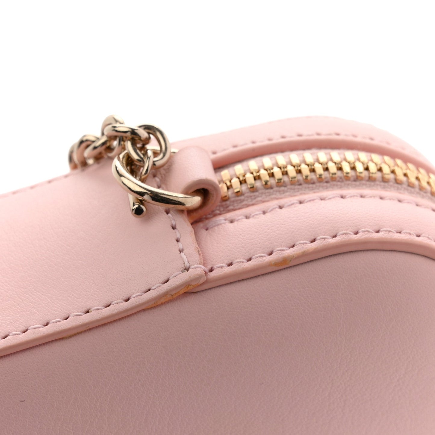 Dollar Calfskin Enamel Super Mini GG Marmont Chain Shoulder Bag Light Pink Blue