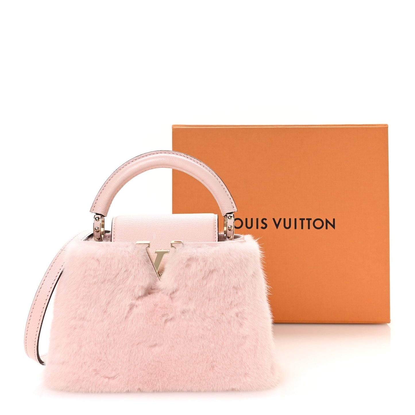 Mink Calfskin Goatskin Capucines Mini Rosewater Pink