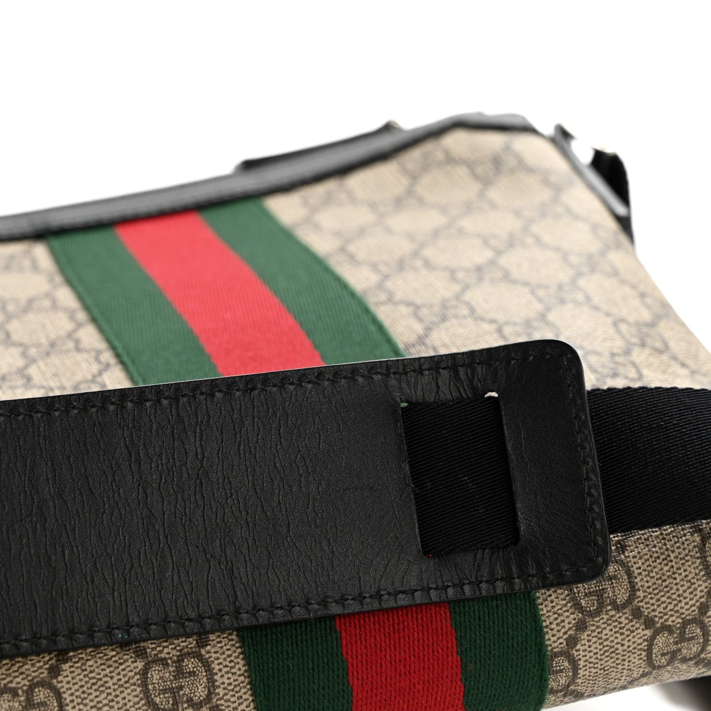 GG Supreme Monogram Web Messenger Bag Black