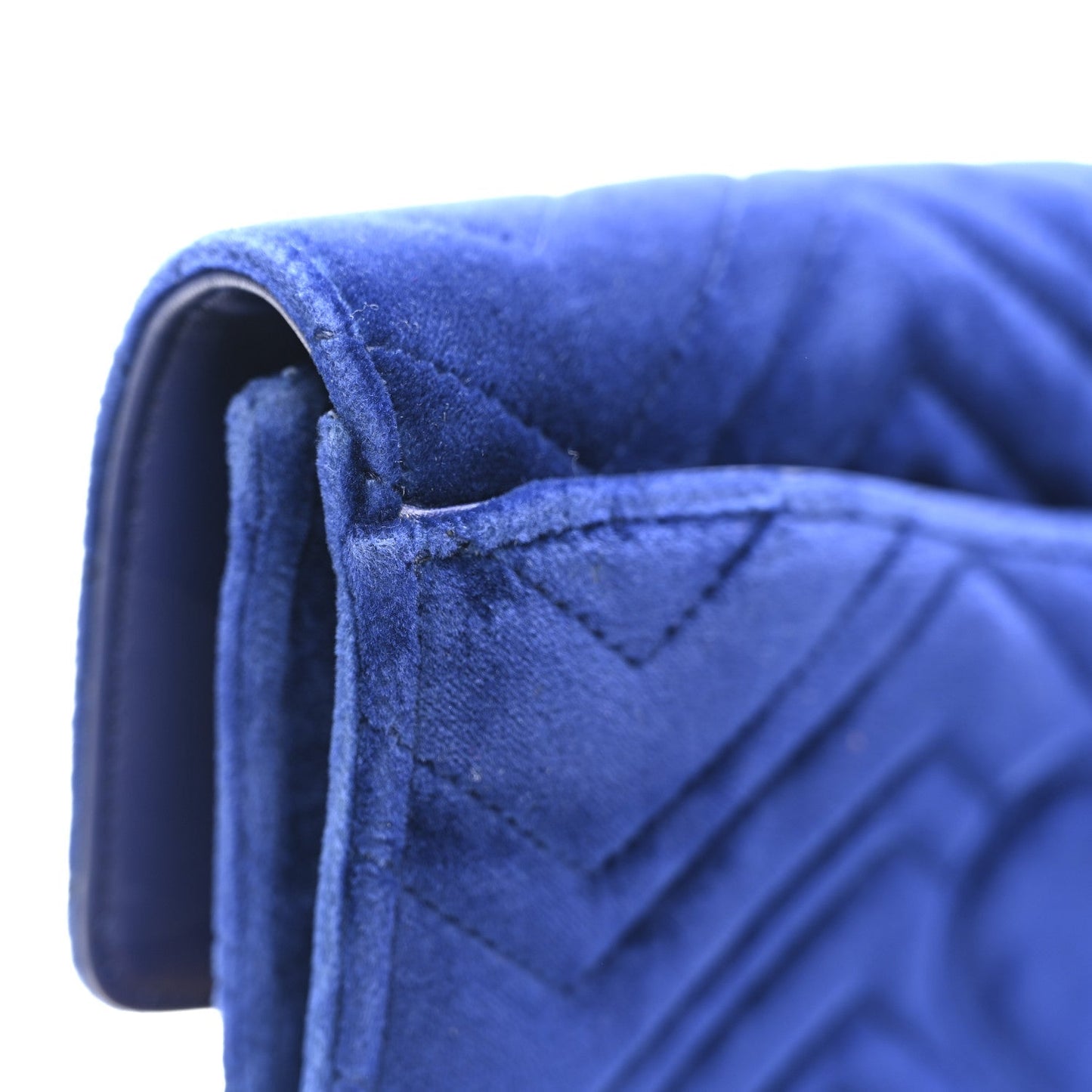 Velvet Matelasse GG Marmont Clutch Cobalt Blue