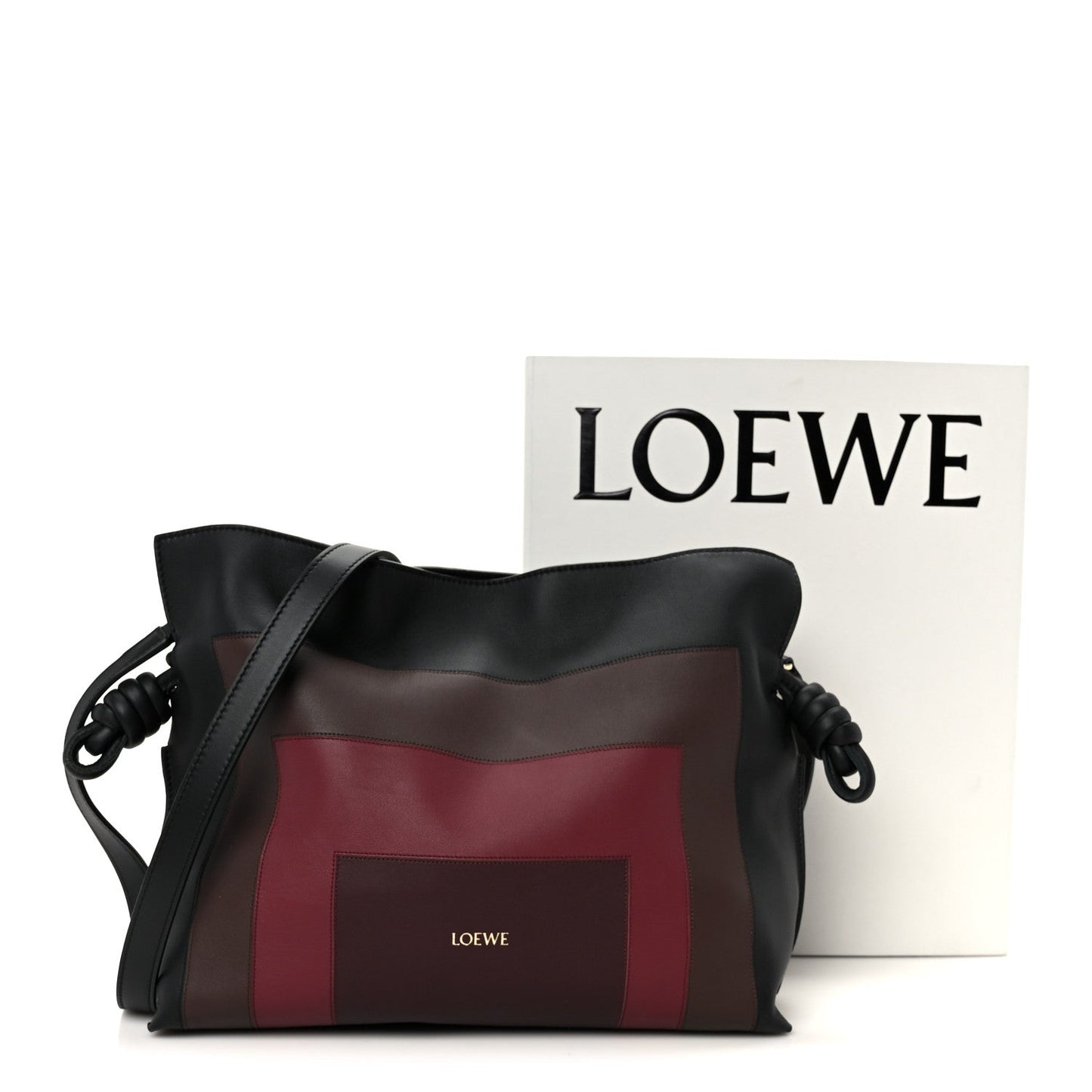 x Albers Nappa Calfskin Medium Flamenco Clutch Black Burgundy