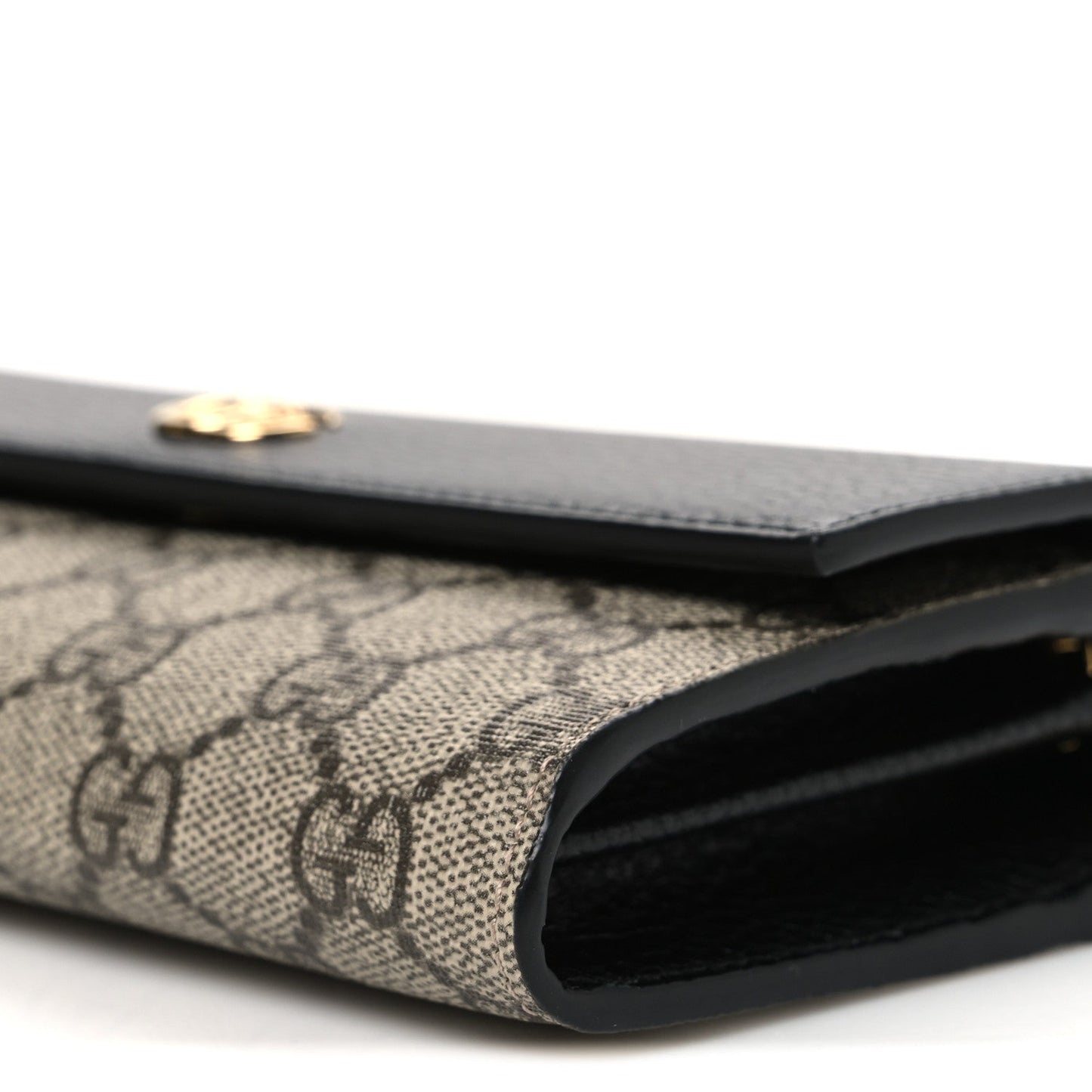 Dollar Calfskin GG Supreme Monogram Petite GG Marmont Wallet Chain Bag Black Beige Ebony
