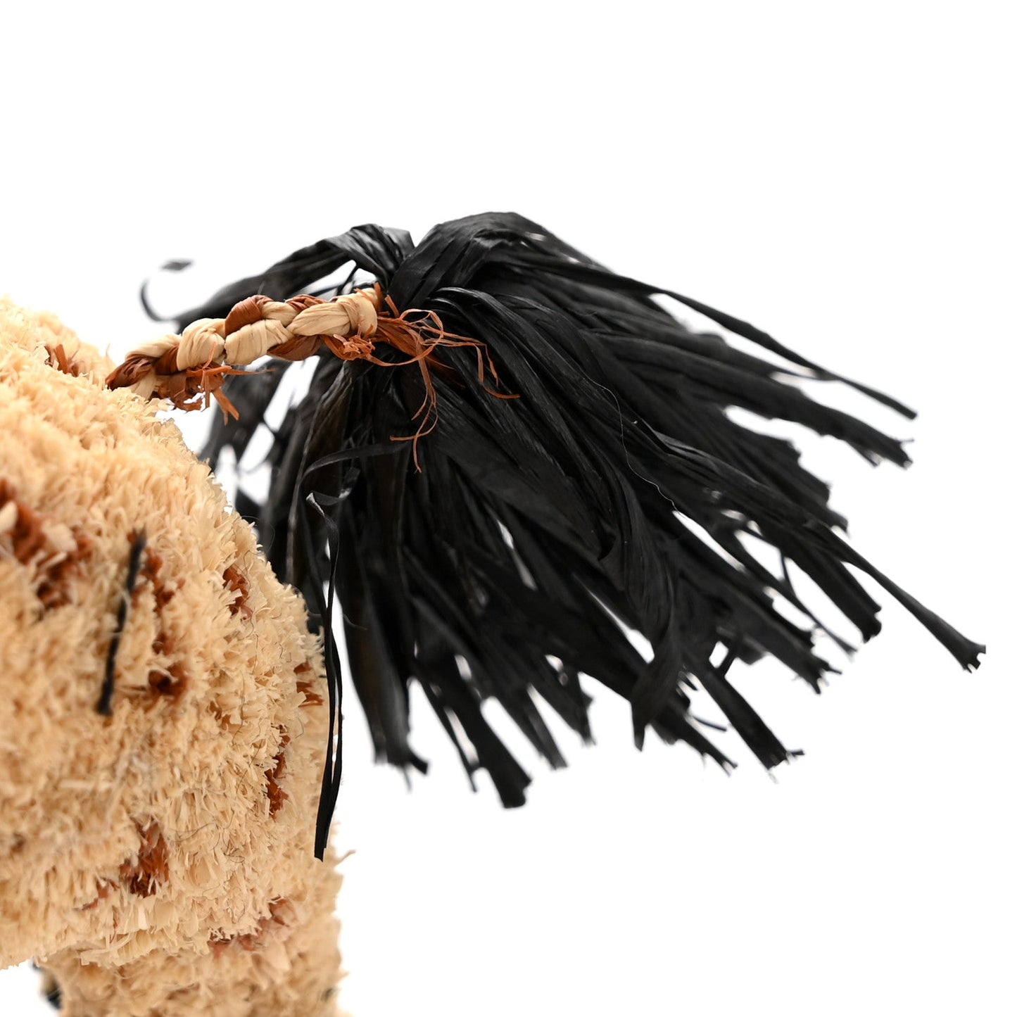 X PAULA'S IBIZA Raffia Calfskin Giraffe Bag Charm Brown