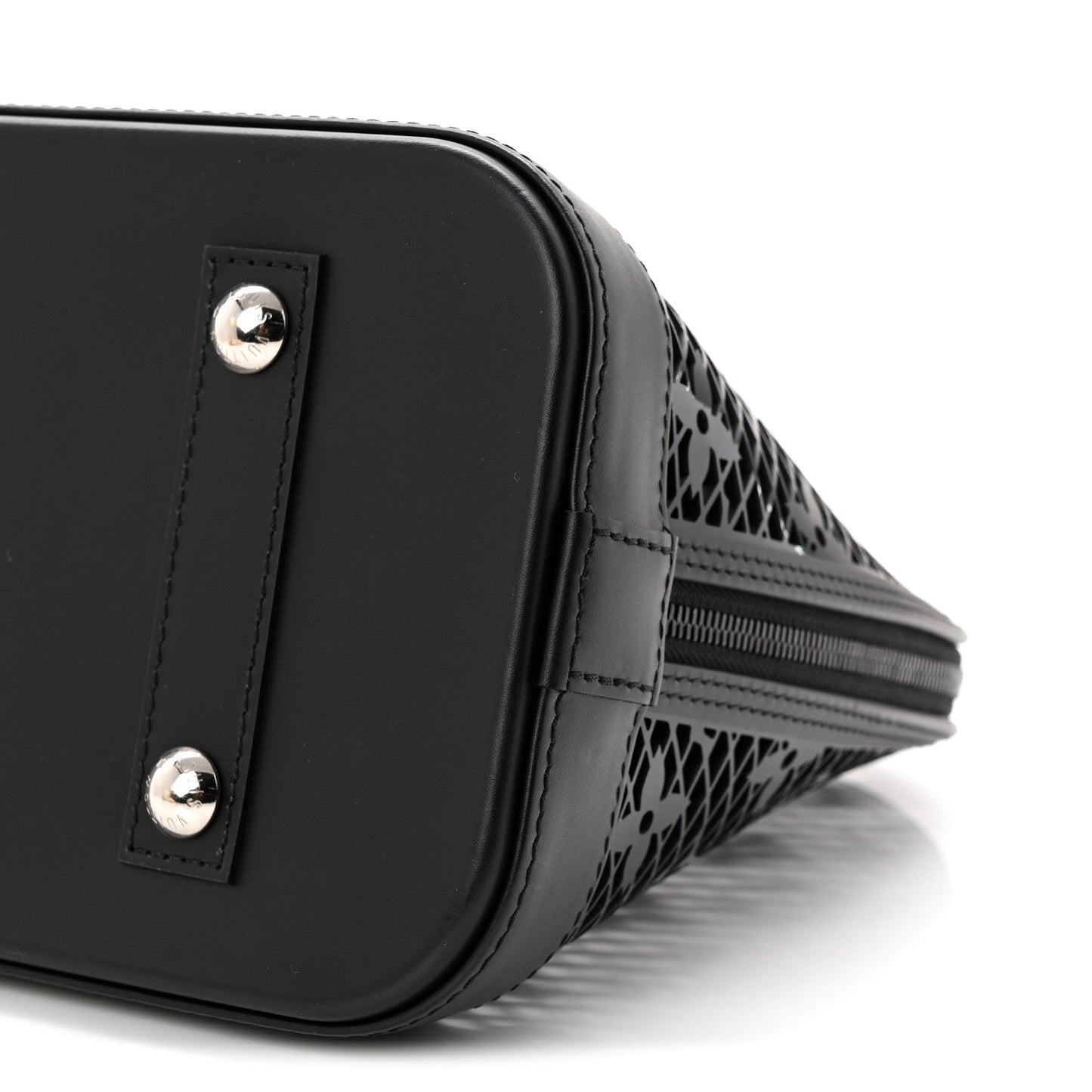 Patent Calfskin Laced Monogram Alma PM Black