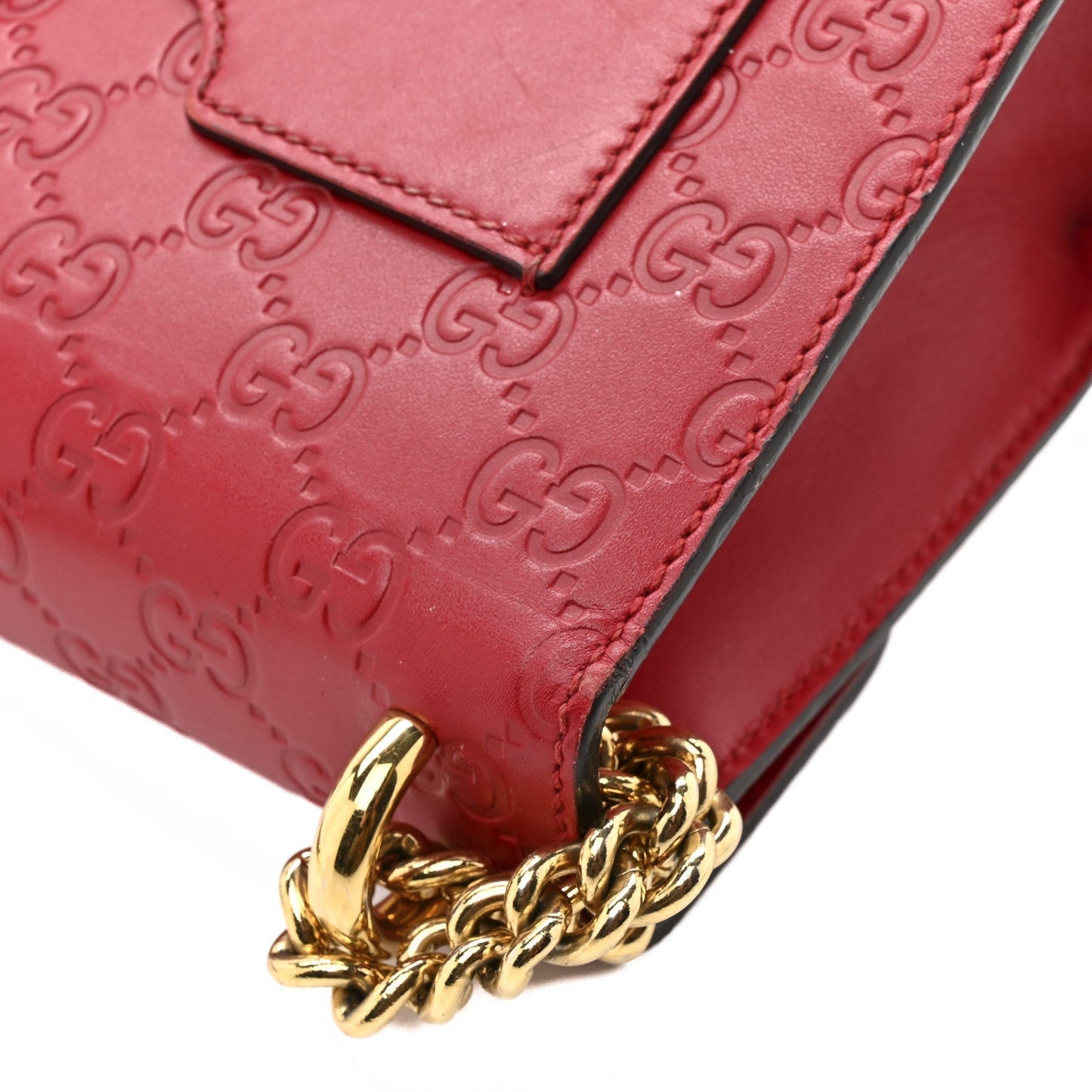 Guccissima Small Padlock Shoulder Bag Hibiscus Red