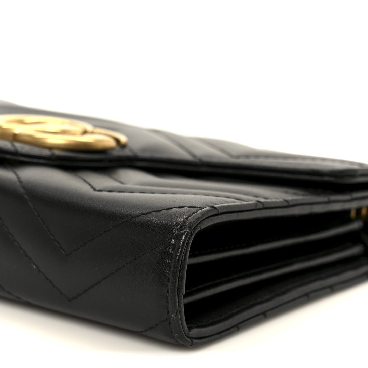 Calfskin Matelasse GG Marmont Chain Wallet Black