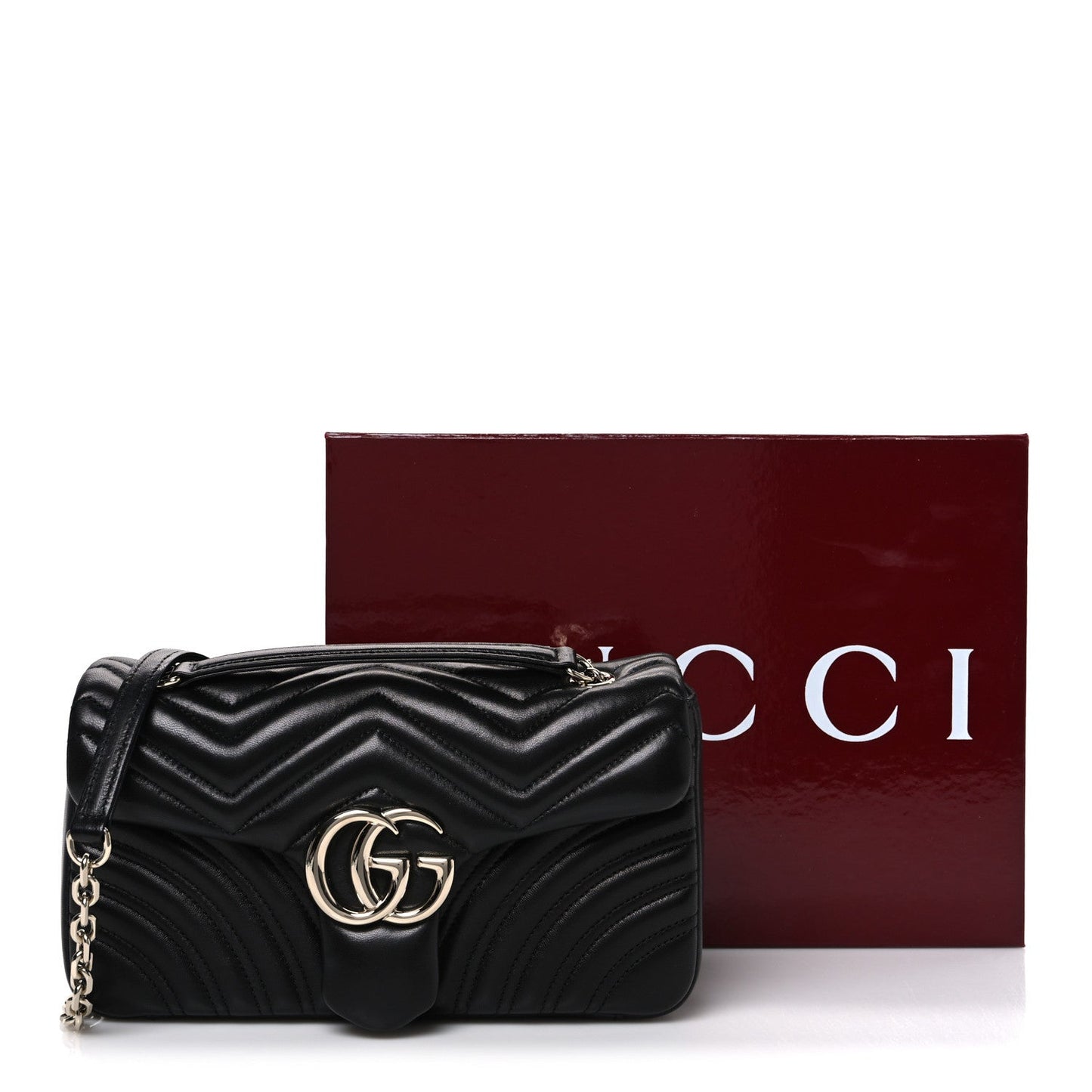 Lambskin Matelasse Medium GG Marmont Shoulder Bag Black