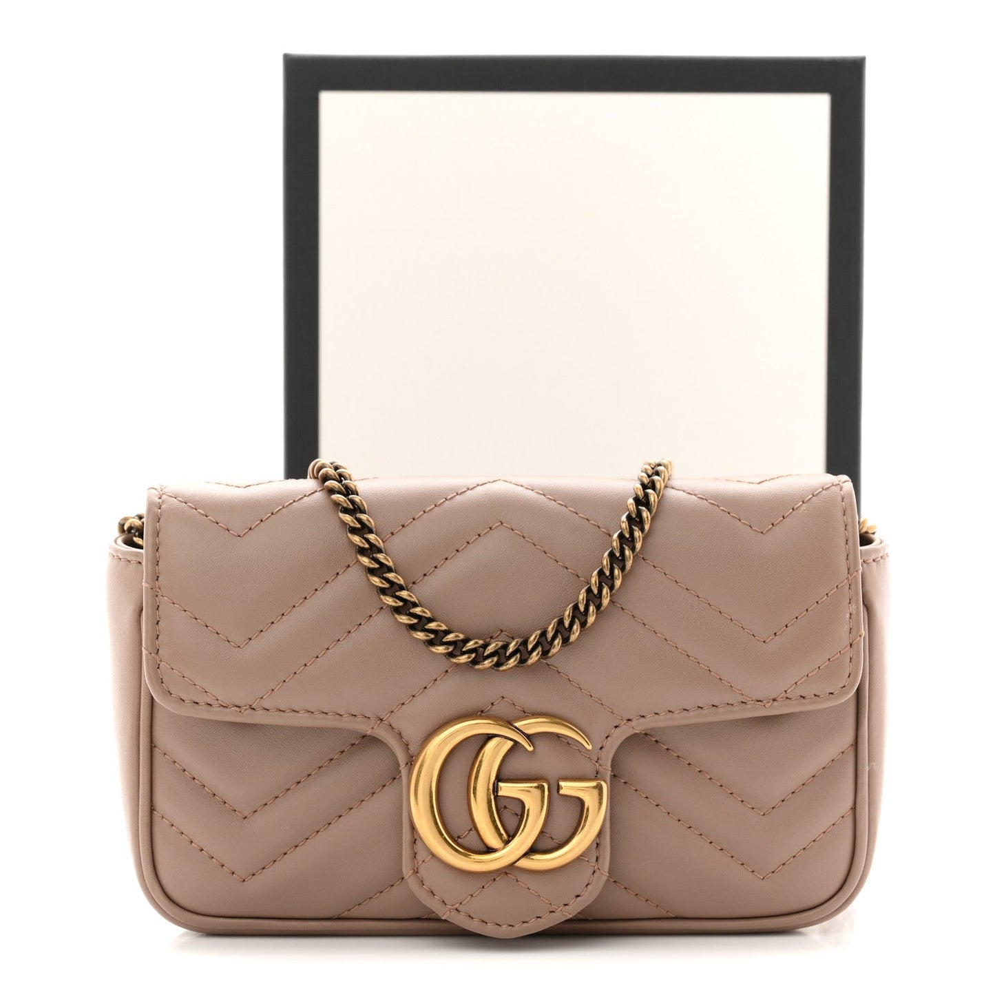 Calfskin Matelasse Super Mini GG Marmont Shoulder Bag Porcelain Rose
