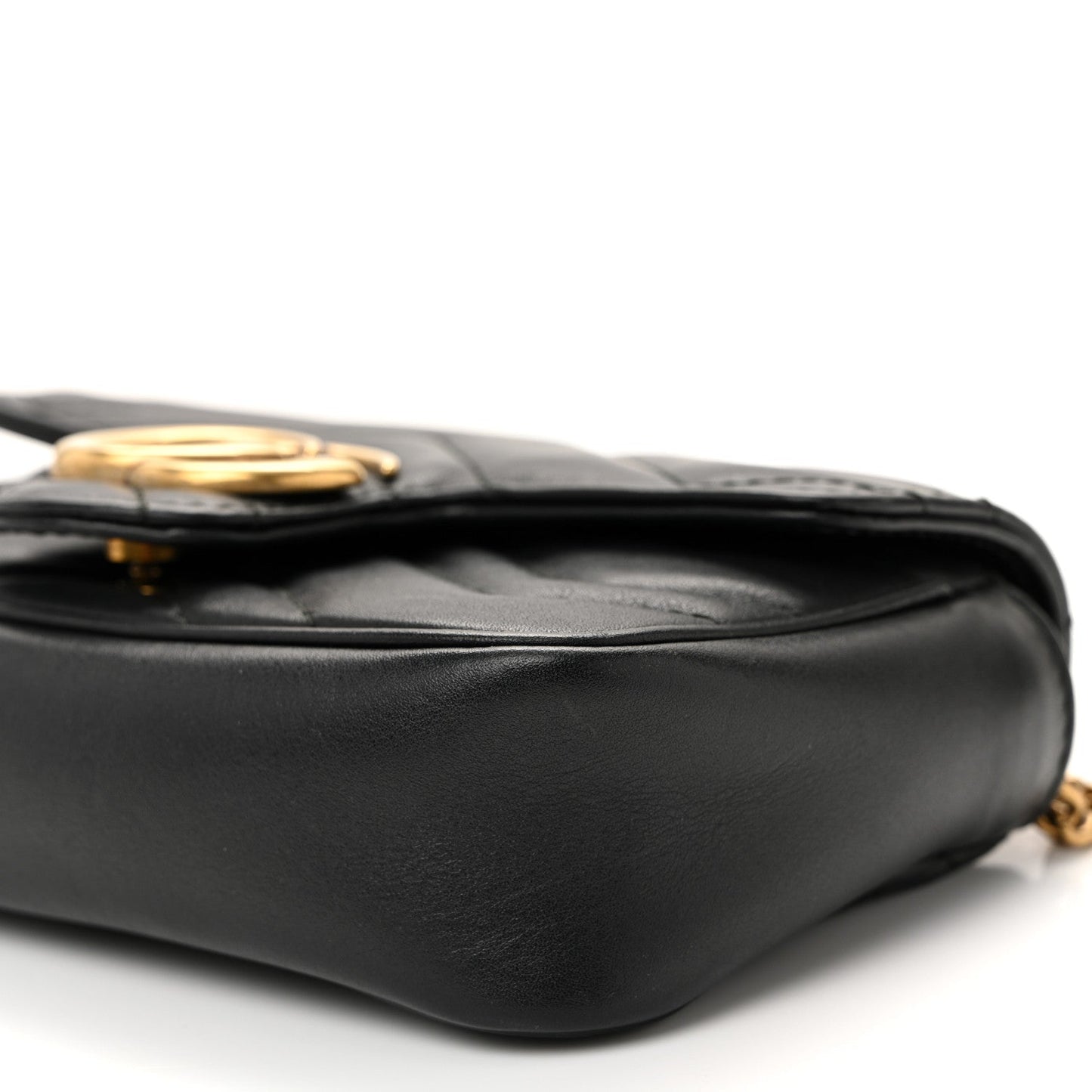 Calfskin Matelasse Super Mini GG Marmont Shoulder Bag Black