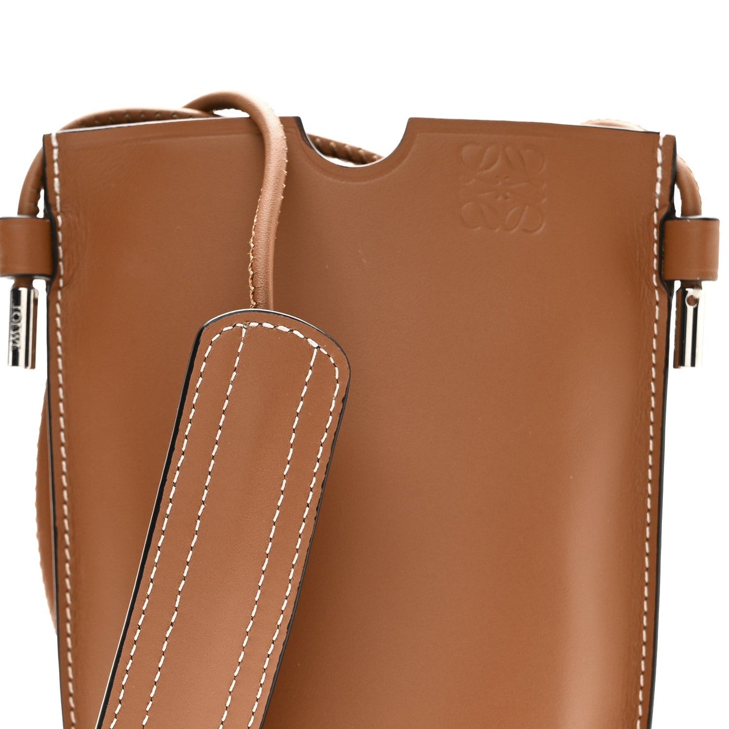 Smooth Calfskin Anagram Phone Pouch Tan