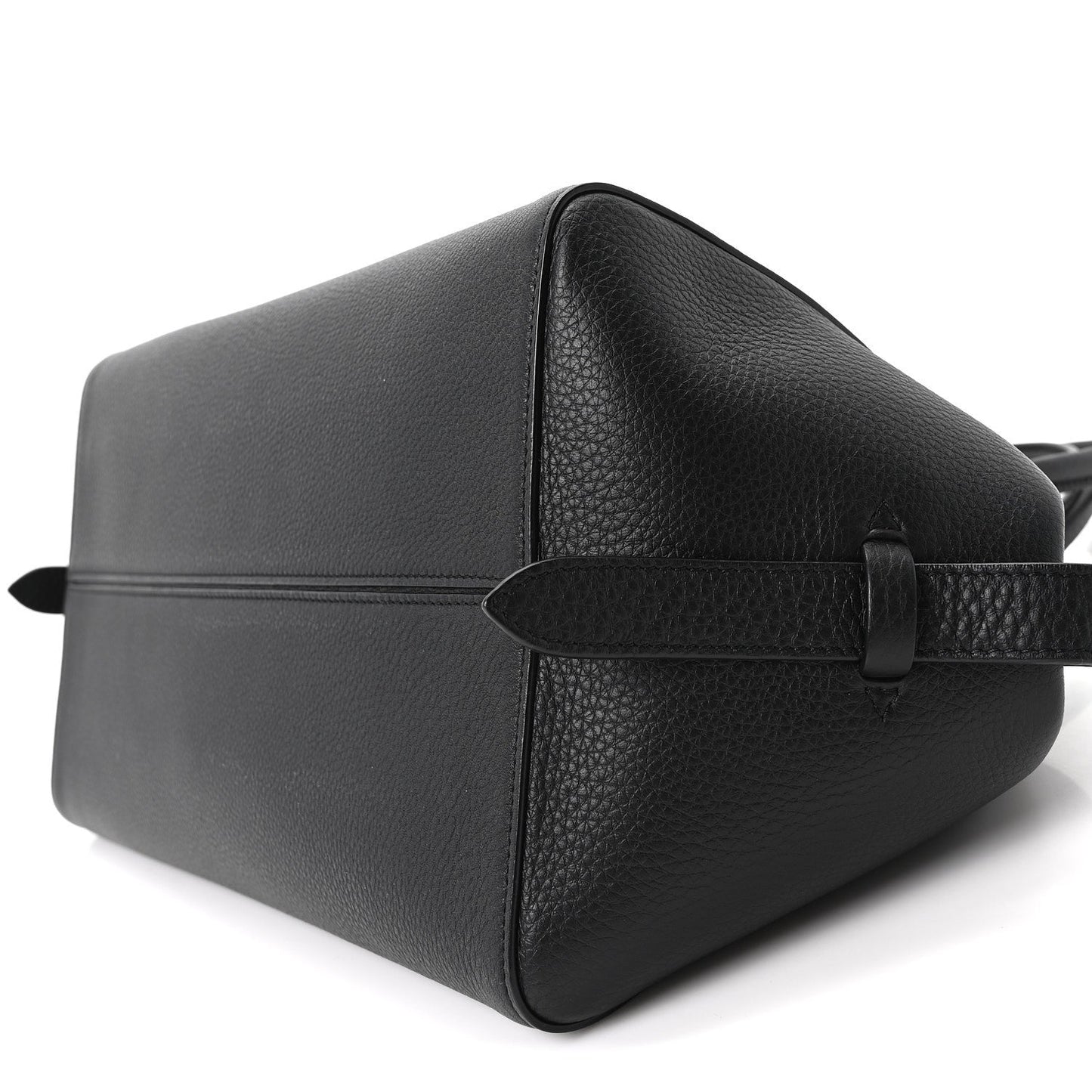 Grained Calfskin East West Bowling Bag Black