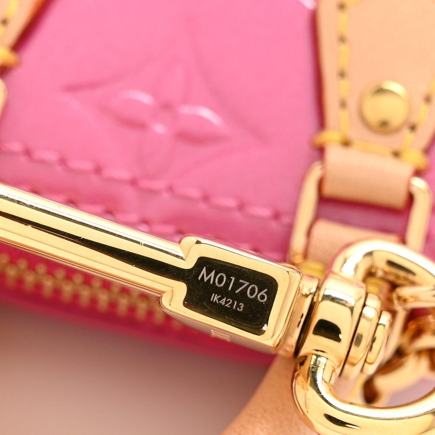 Vernis Monogram Micro Alma Bag Charm Key Holder Neon Pink