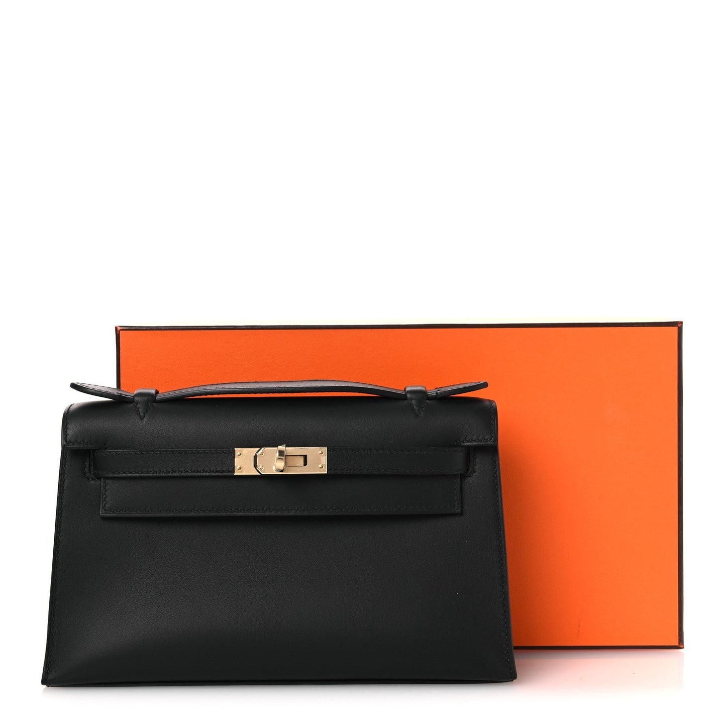 Swift Horseshoe Kelly Pochette Clutch Black Lime