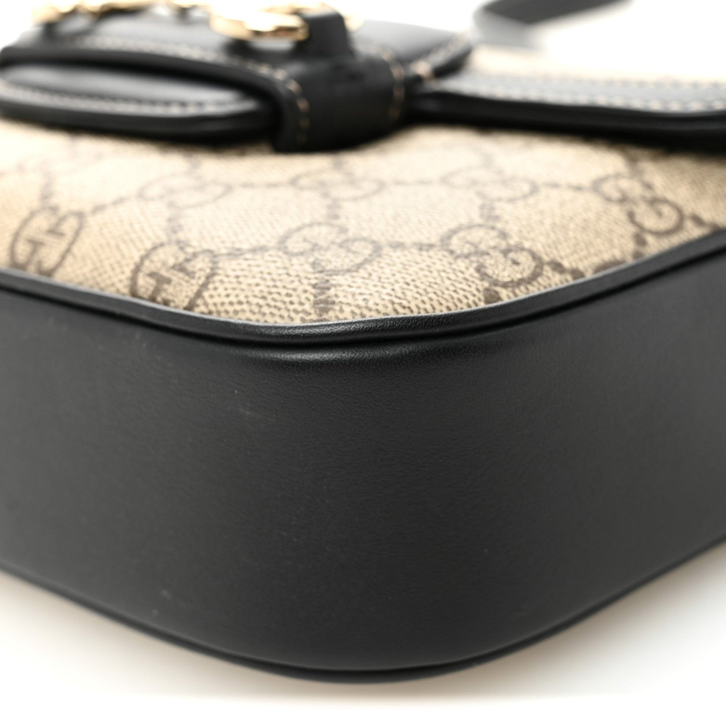 GG Supreme Monogram Horsebit 1955 Soft Small Shoulder Bag Beige Black