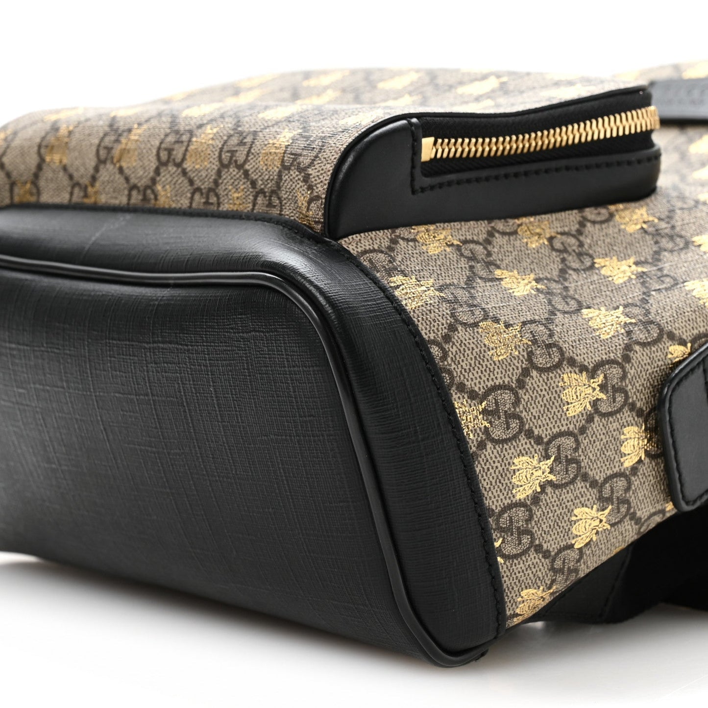 GG Supreme Monogram Bees Print Small Day Backpack Beige Oro Black