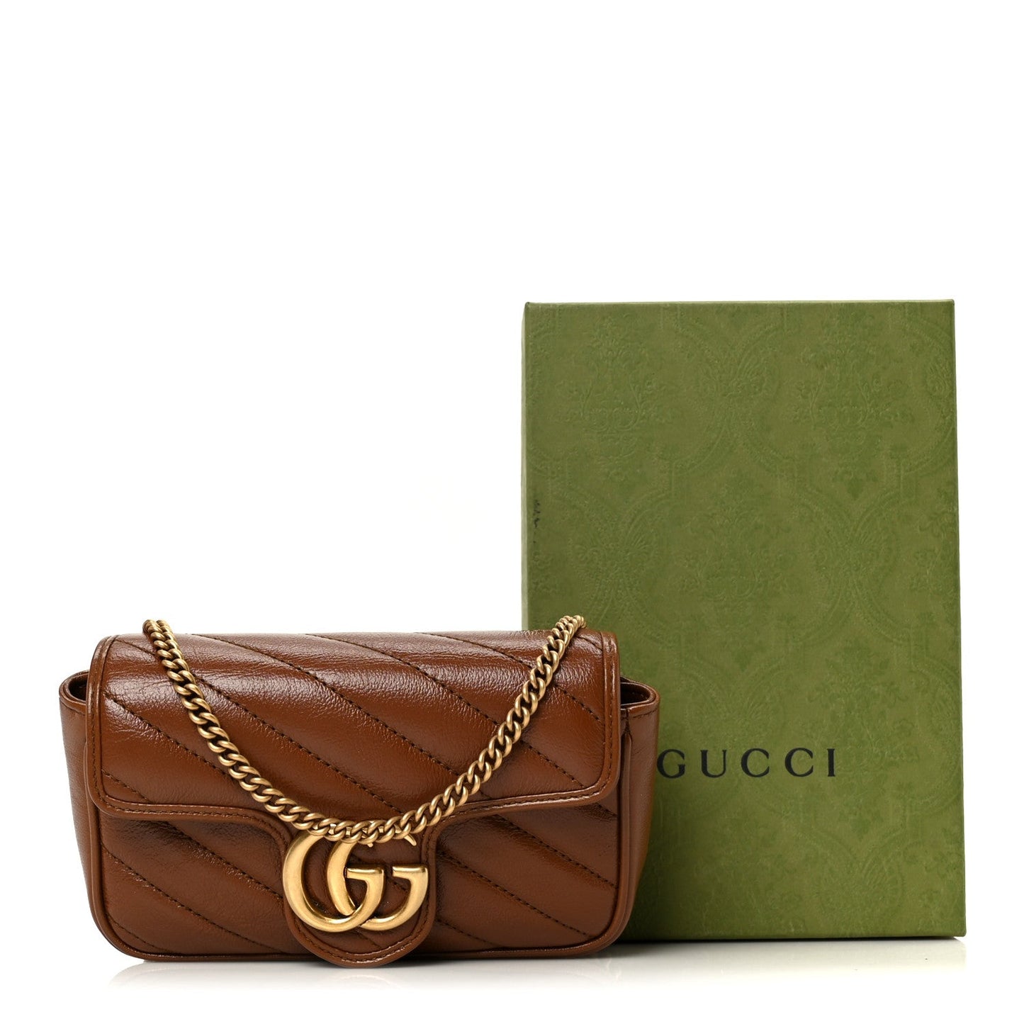 Azalea Calfskin Matelasse Diagonal Super Mini GG Marmont Shoulder Bag Cuir