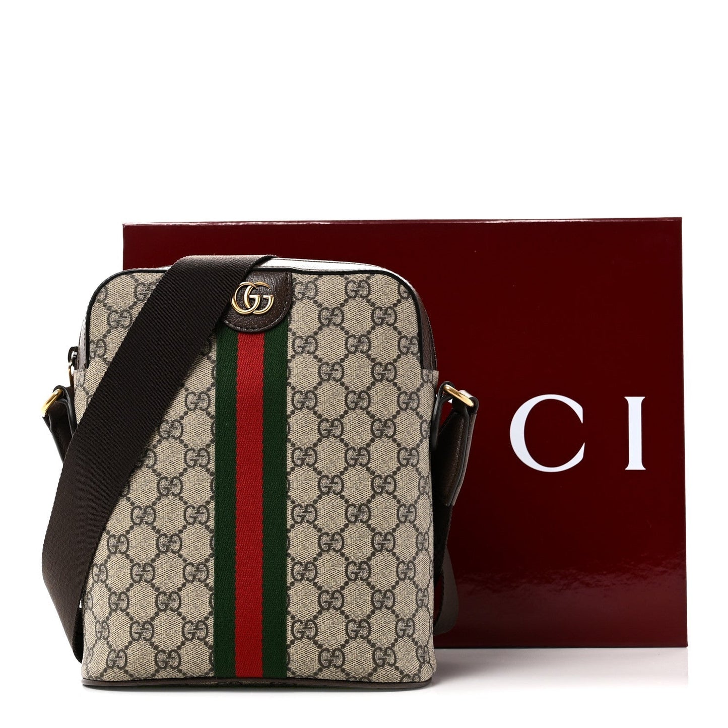 GG Supreme Monogram Web Small Ophidia Slingbag Beige Ebony New Acero