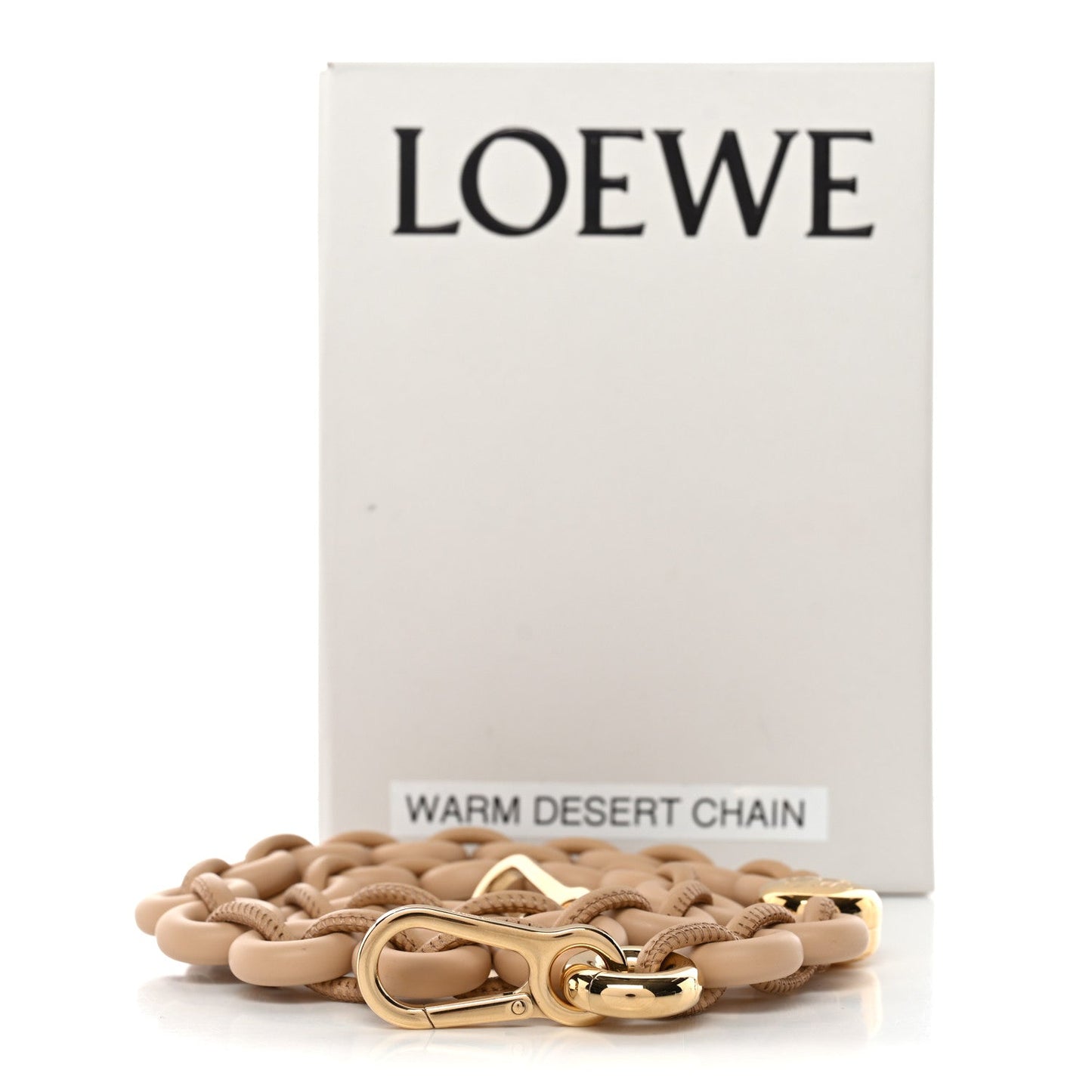 Brass Calfskin Donut Chain Shoulder Strap Silk Beige