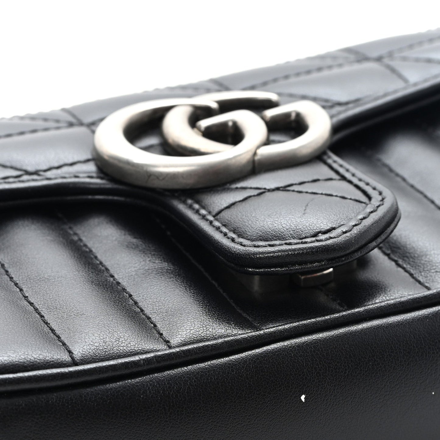 Calfskin Matelasse Aria Mini GG Marmont Shoulder Bag Black
