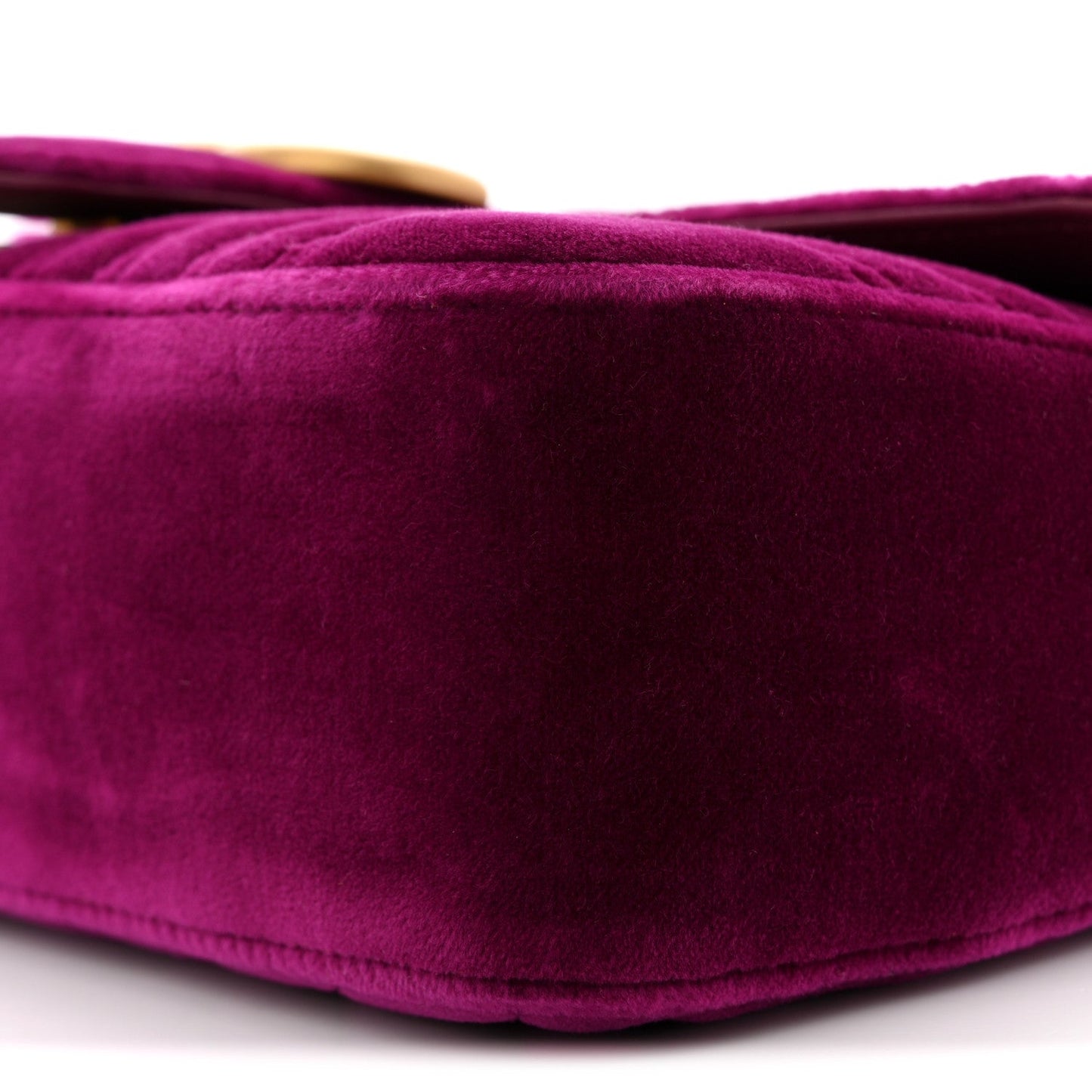 Velvet Matelasse Small GG Marmont Shoulder Bag Fuchsia Violet Cyclamen