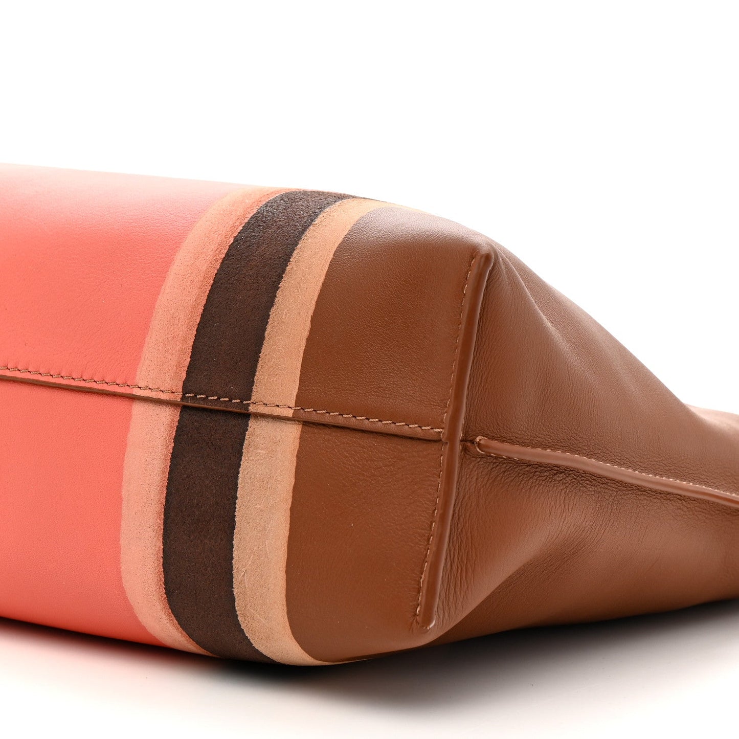 Nappa Calfskin Suede Medium Flamenco Landscape Knot Clutch Pecan Parrot Pink