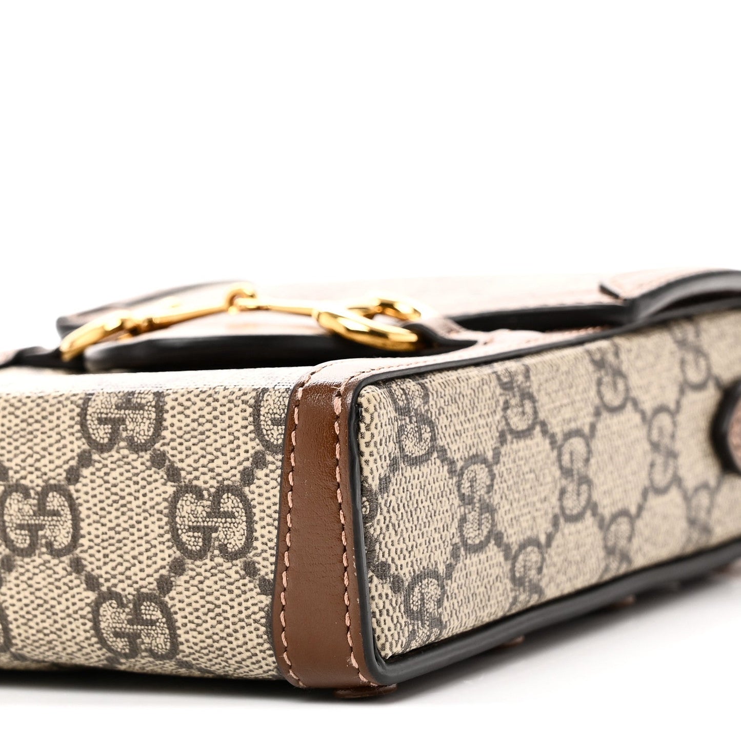 GG Supreme Monogram Mini Horsebit 1955 Crossbody Bag Beige Brown Sugar