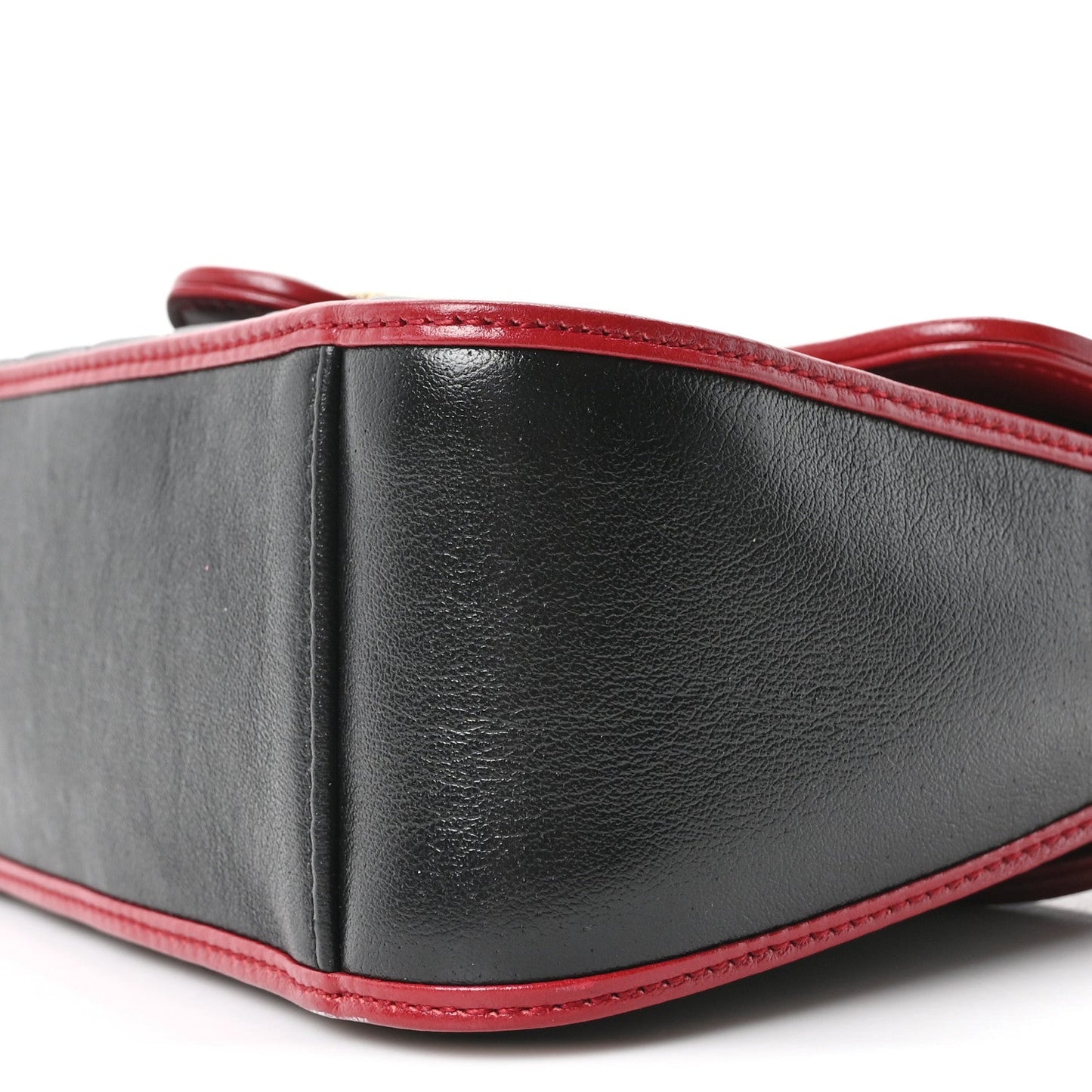 Vintage Effect Calfskin Matelasse Diagonal Mini Torchon GG Marmont Top Handle Shoulder Bag Black Romantic Cherry