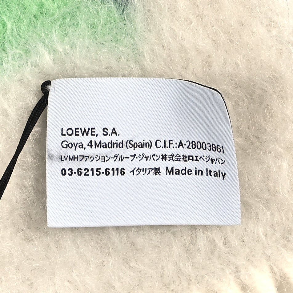 Mohair Wool Logo Scarf White Multicolor