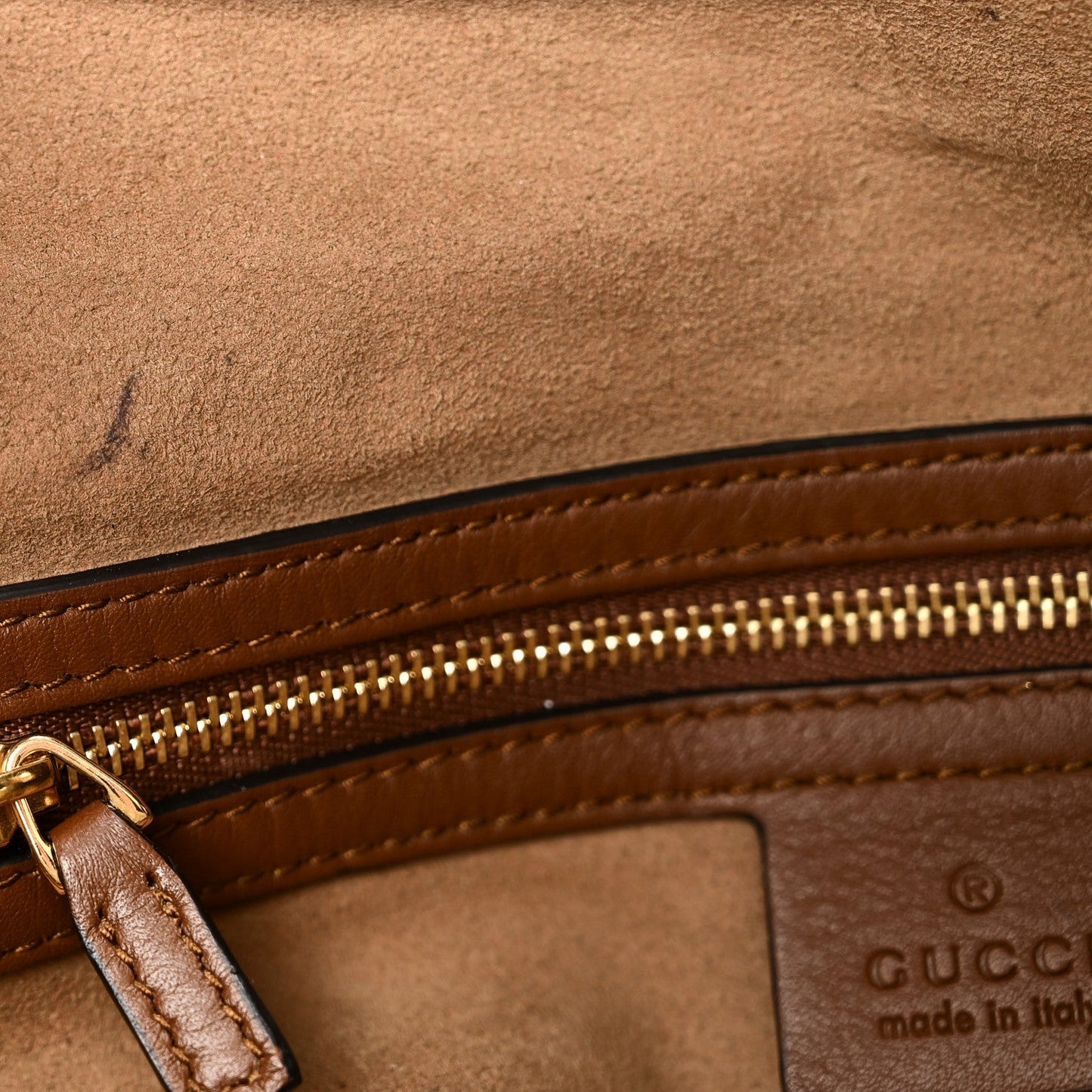 GG Supreme Monogram Large Linea A Hobo Light Brown