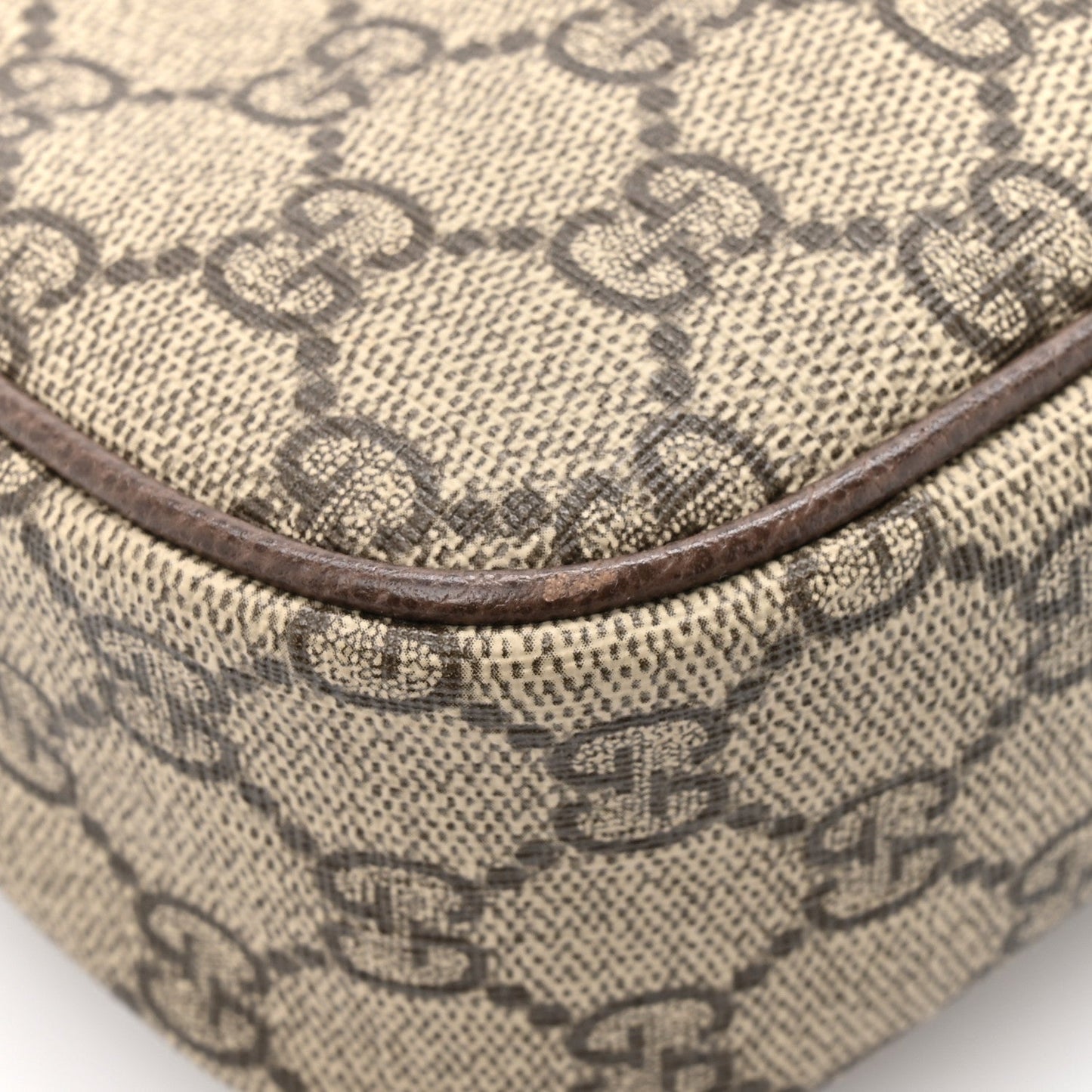 GG Supreme Monogram Textured Dollar Calfskin Web Small Ophidia GG Handbag Beige Ebony New Acero