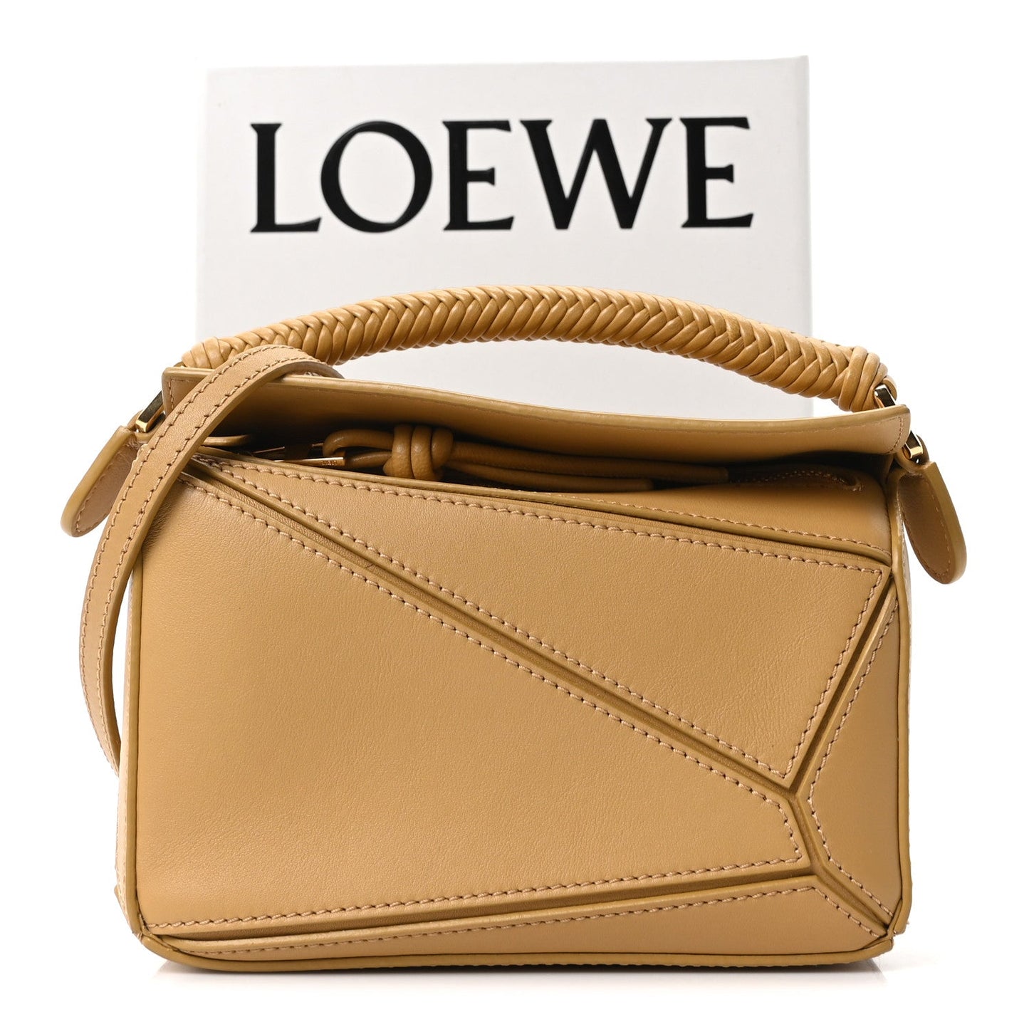Calfskin Mini Woven Puzzle Bag Sahara