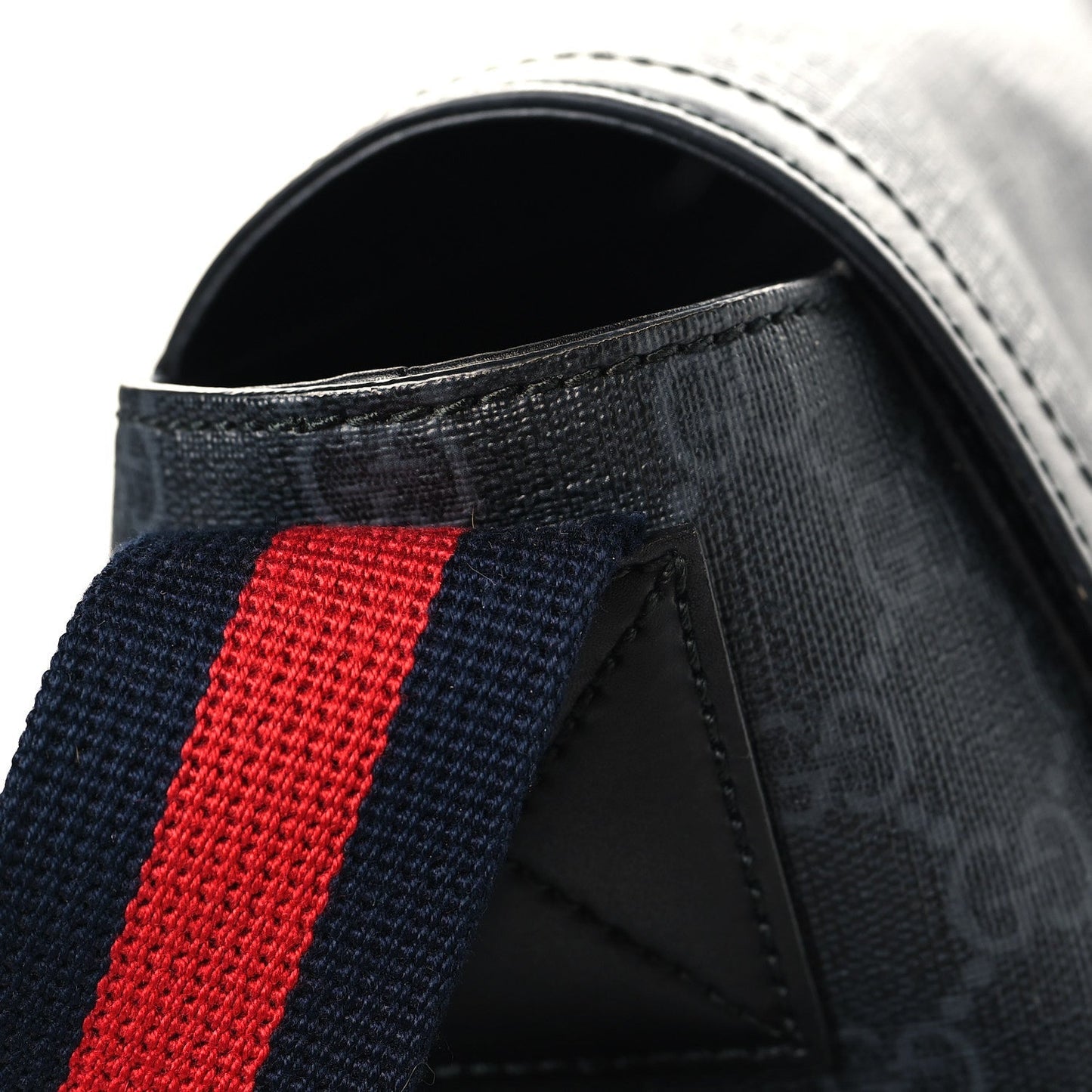 GG Supreme Monogram Web Messenger Diaper Bag Black Grey