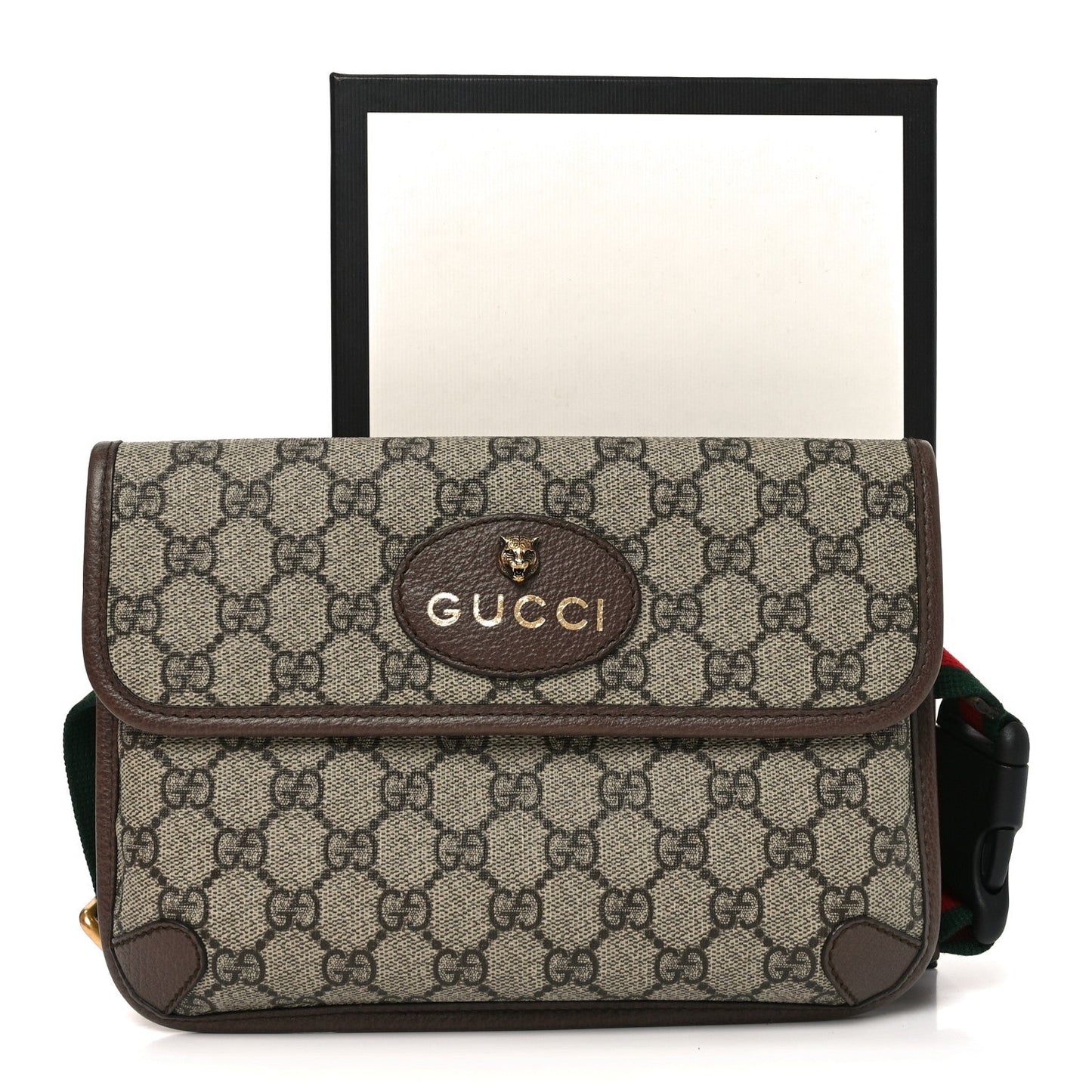 GG Supreme Monogram Neo Vintage Web Belt Bag Brown