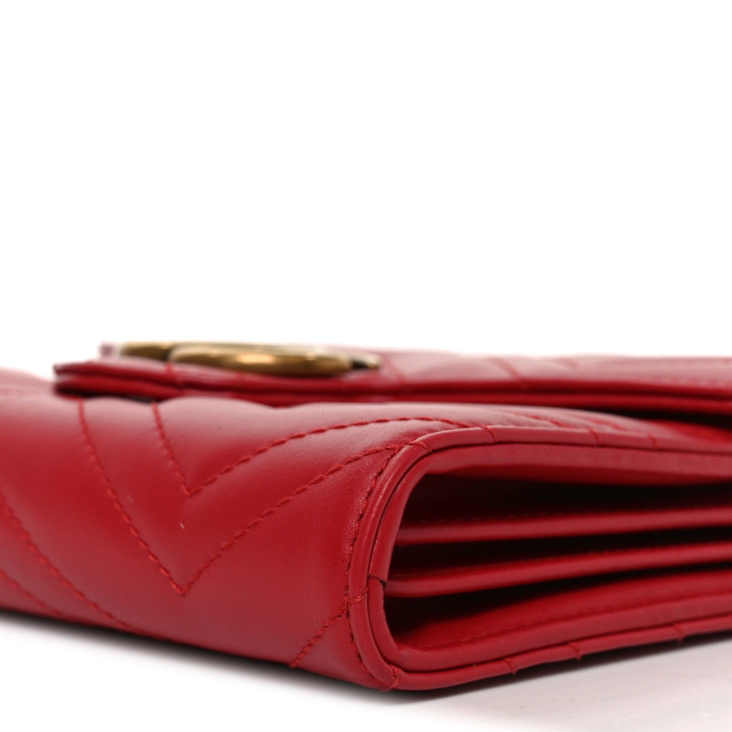 Calfskin Matelasse GG Marmont Chain Wallet Hibiscus Red