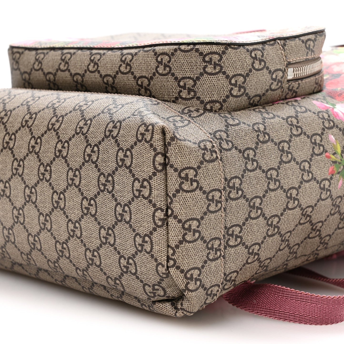GG Supreme Monogram Blooms Medium Single Buckle Backpack Beige Multicolor Dry Rose