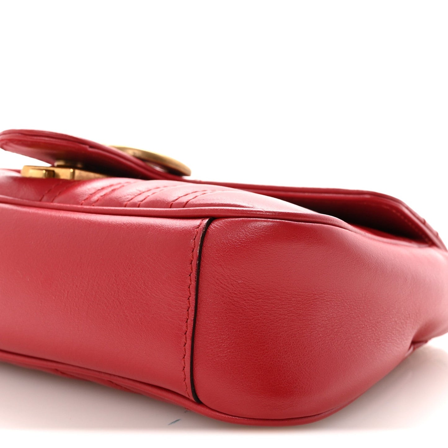 Calfskin Matelasse Mini GG Marmont Shoulder Bag Hibiscus Red