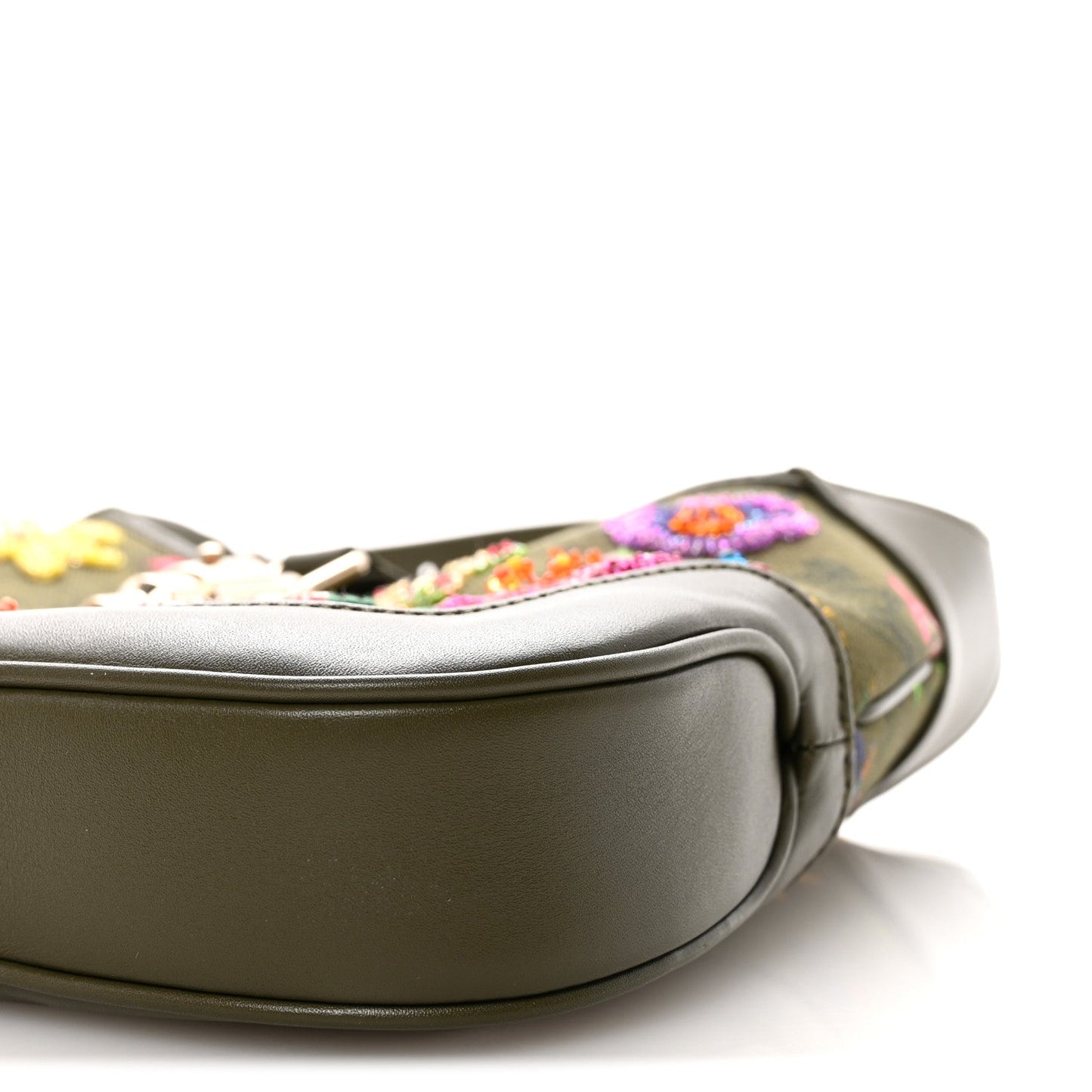Calfskin Canvas Beaded Floral Medium Jackie 1961 Multicolor