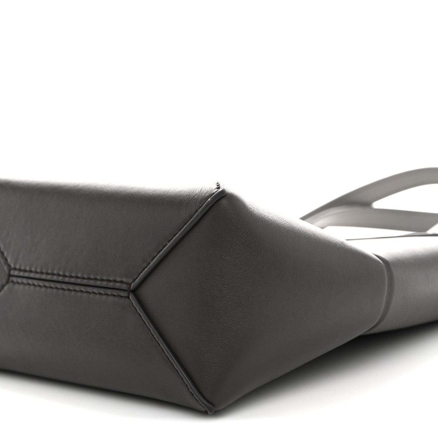 Shiny Calfskin Mini Puzzle Fold Tote Pearl Grey Dark Grey