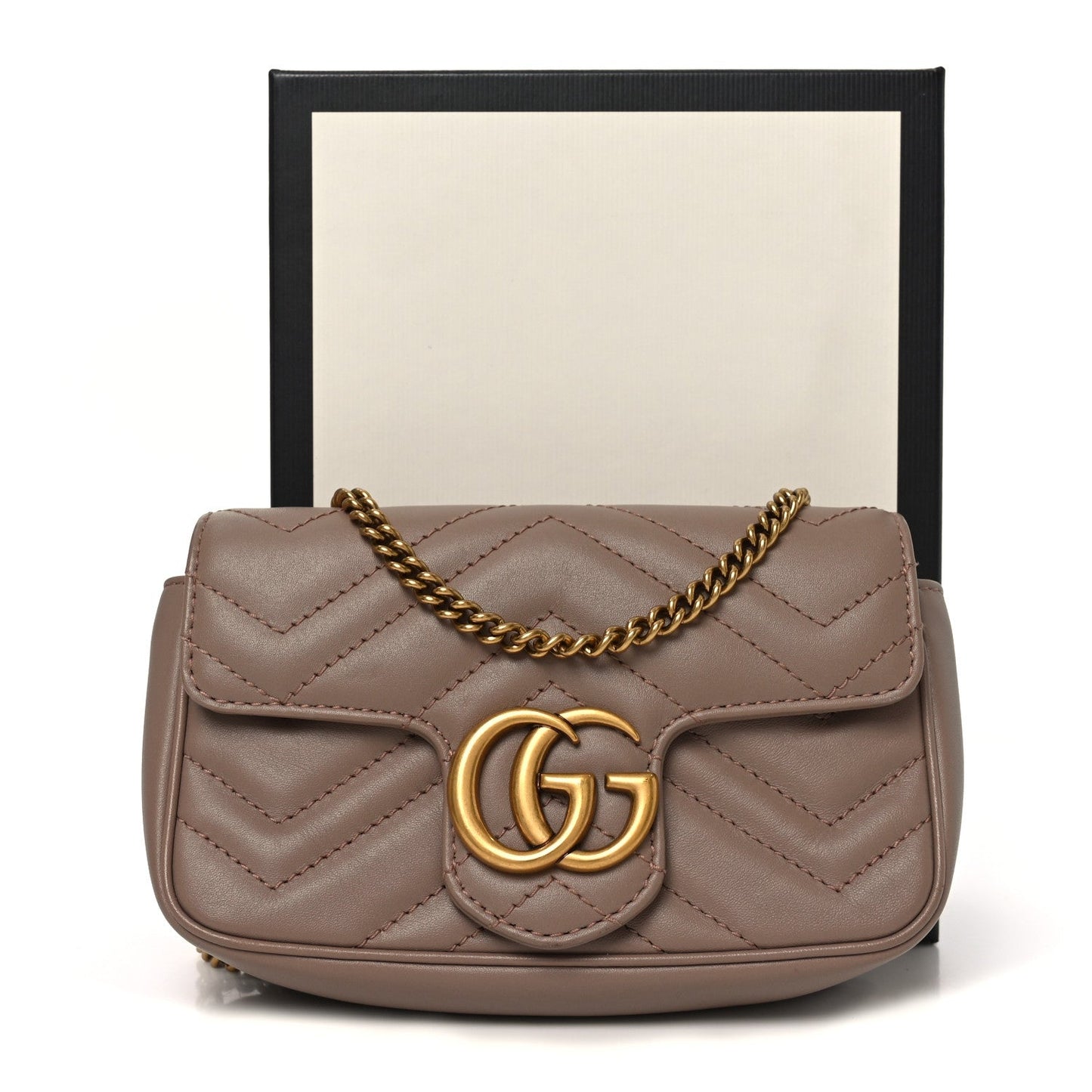 Calfskin Matelasse Super Mini GG Marmont Shoulder Bag Porcelain Rose