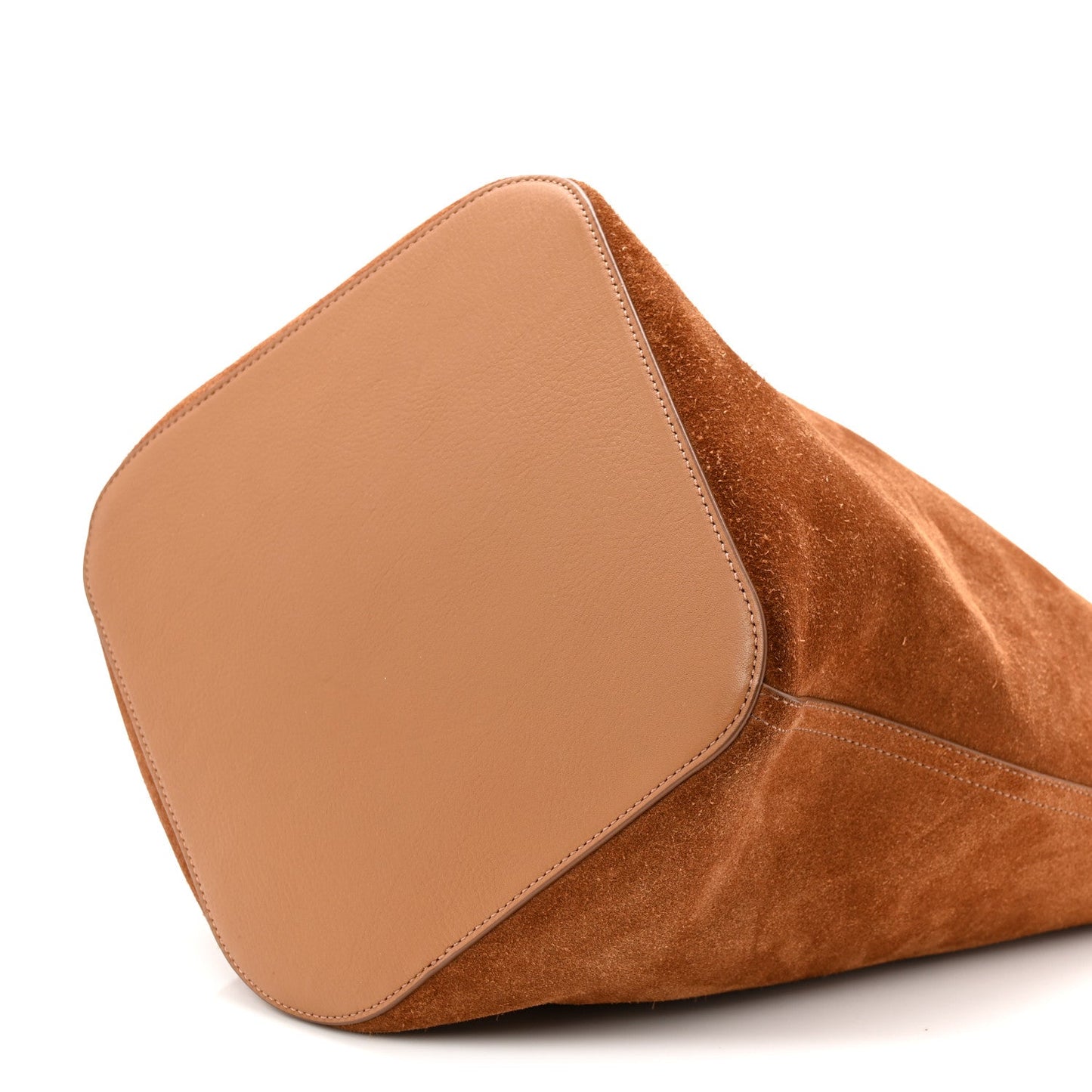 Suede Calfskin Medium Pebble Bucket Bag Tobacco