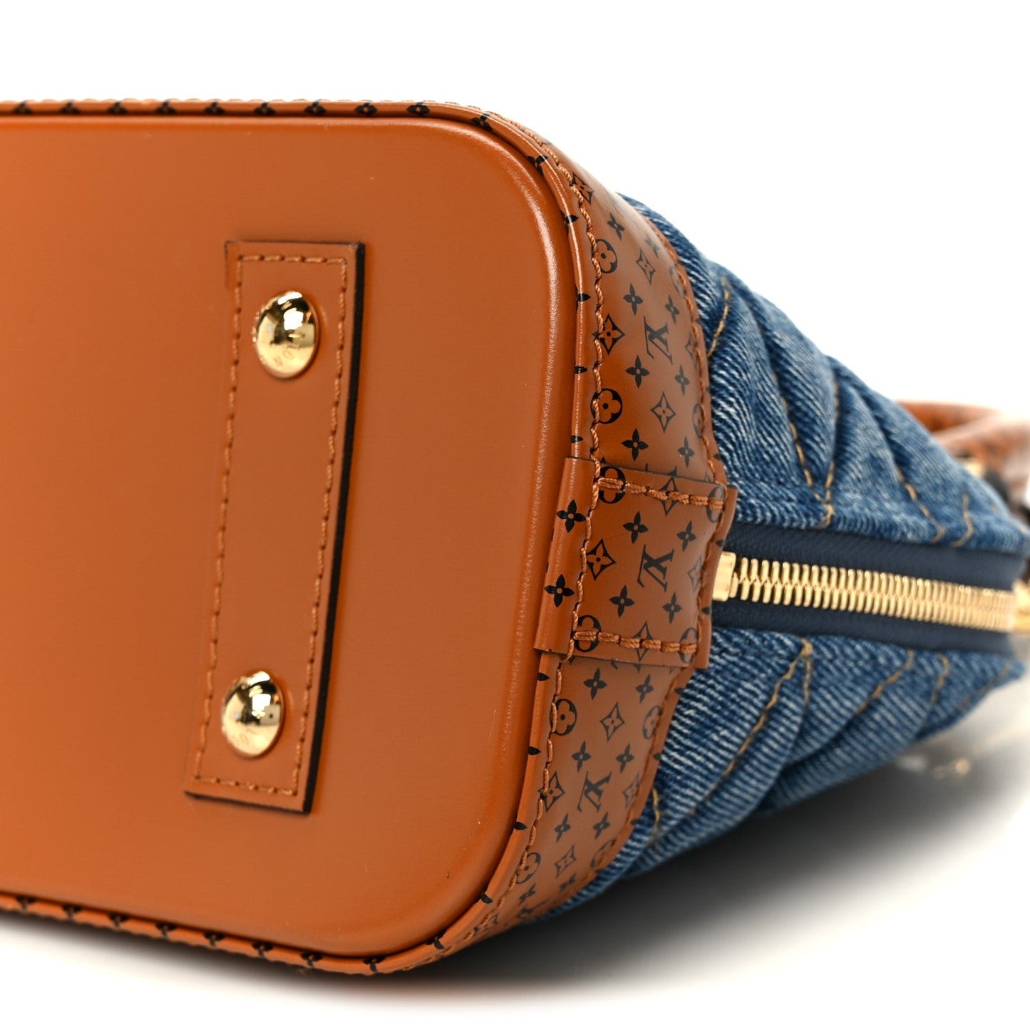 Denim Calfskin Reverse Monogram Malletage Alma BB Blue