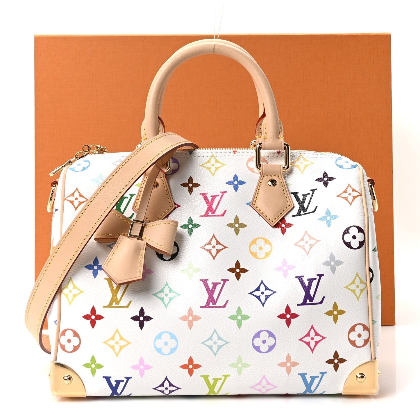 LV X TM Monogram Multicolor Speedy Bandouliere 25 White