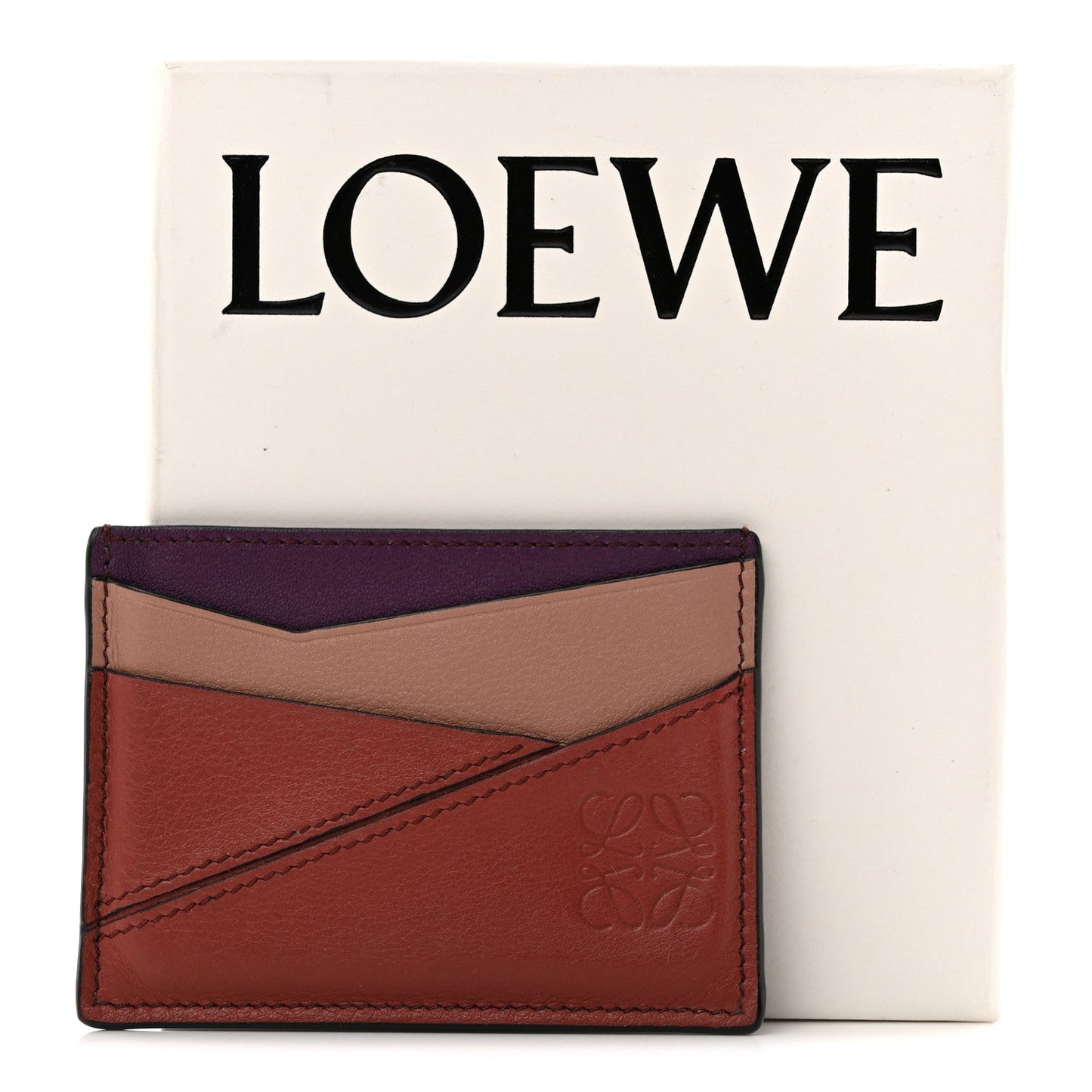 Calfskin Puzzle Colorblock Card Holder Multicolor