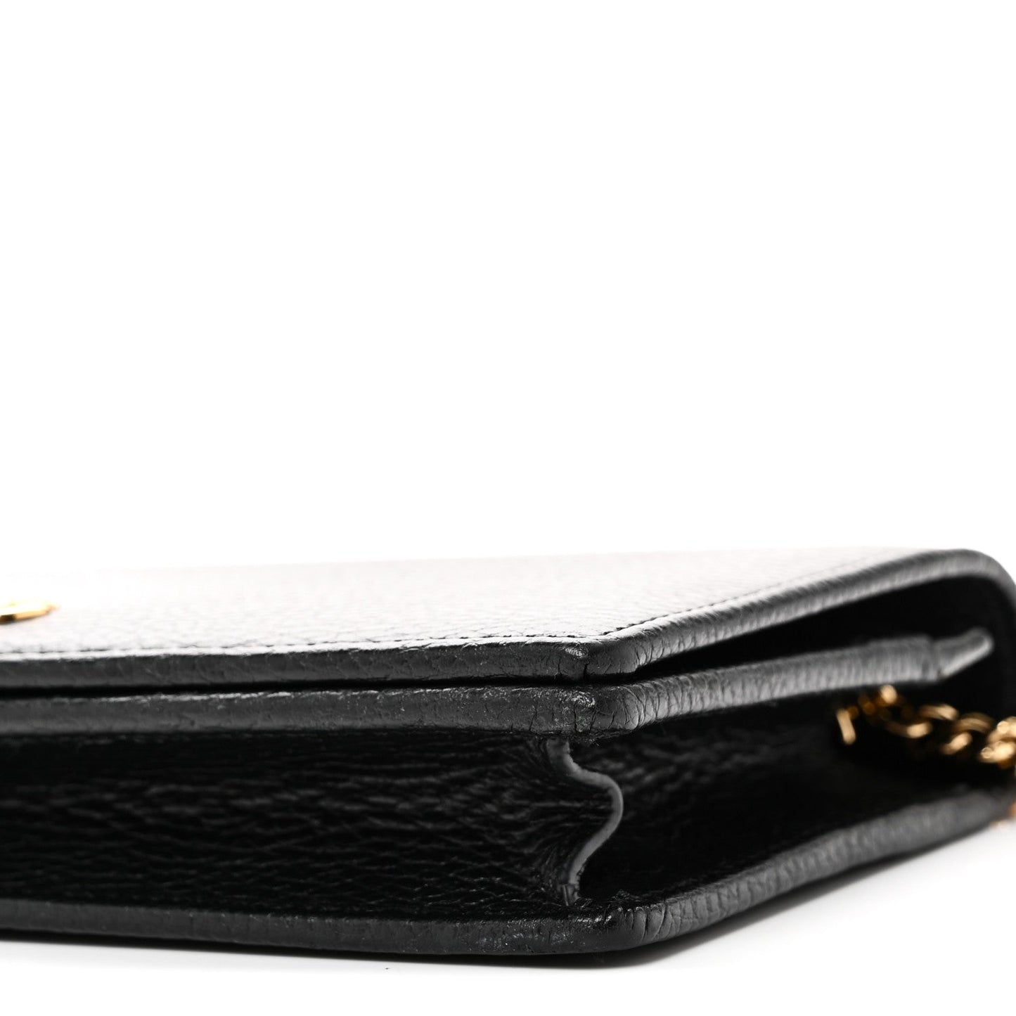 Calfskin Mini GG Marmont Chain Wallet Black