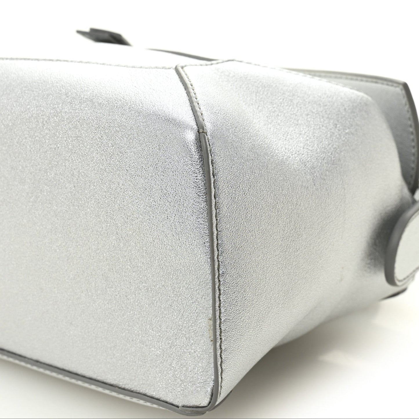 Laminated Lambskin Small Puzzle Edge Bag Silver