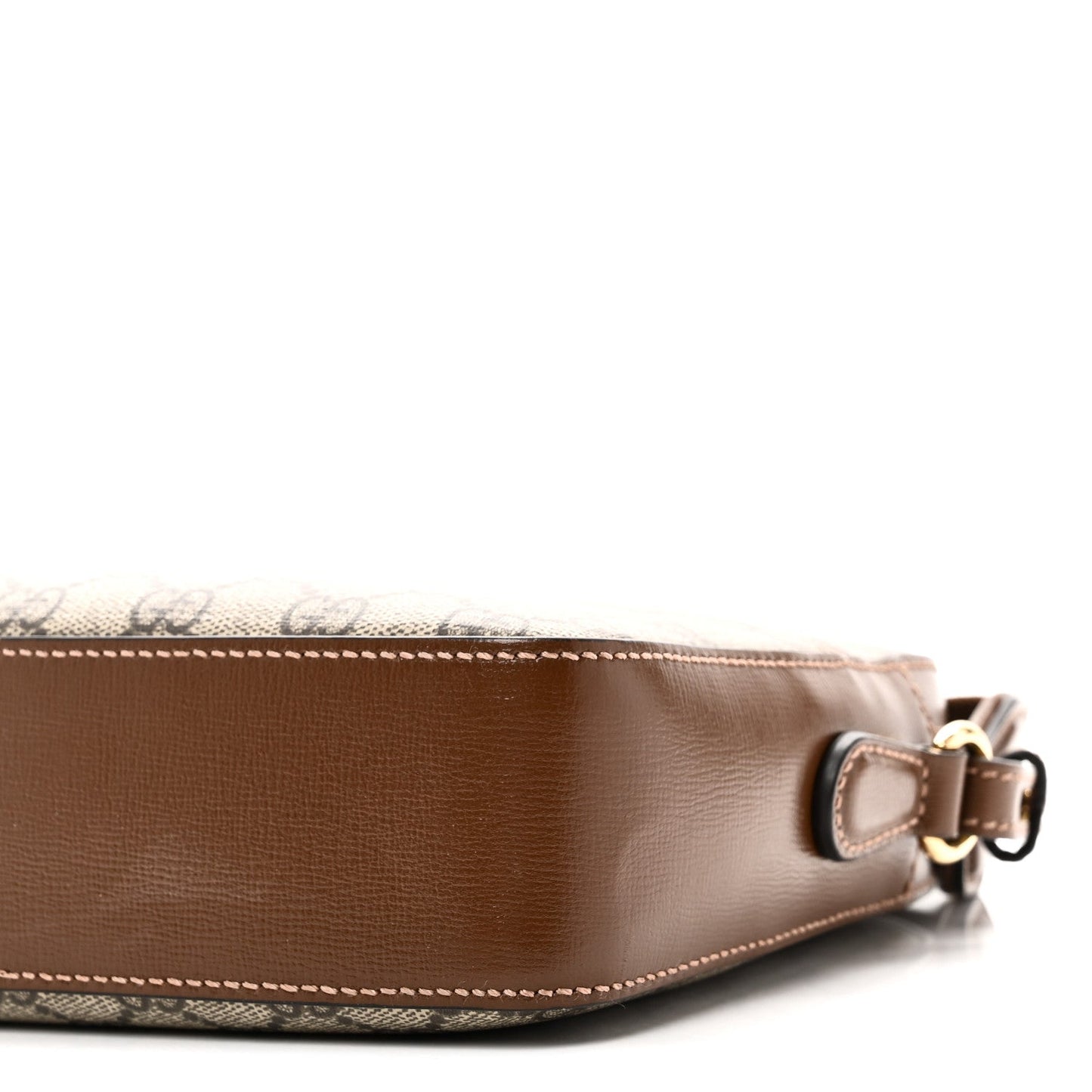 GG Supreme Monogram Azalea Calfskin Retro Interlocking G Messenger Shoulder Bag Beige Ebony Brown Sugar