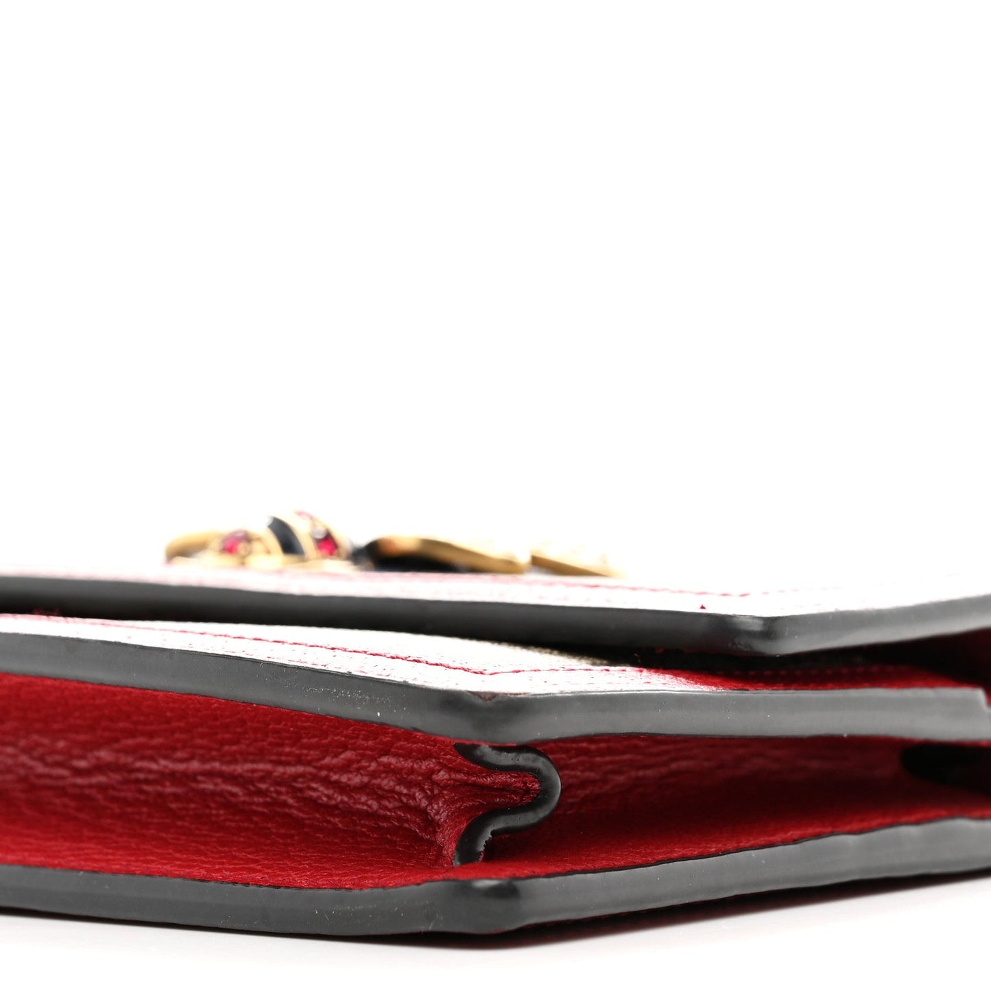 GG Supreme Monogram Web Queen Margaret Chain Wallet Red