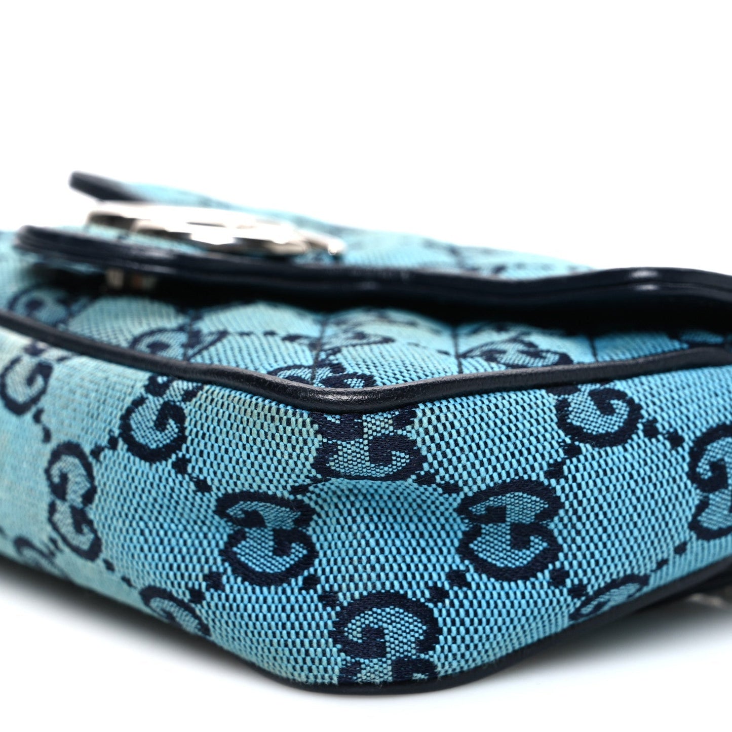 Monogram Multicolor Matelasse Diagonal Super Mini GG Marmont Shoulder Bag Light Blue