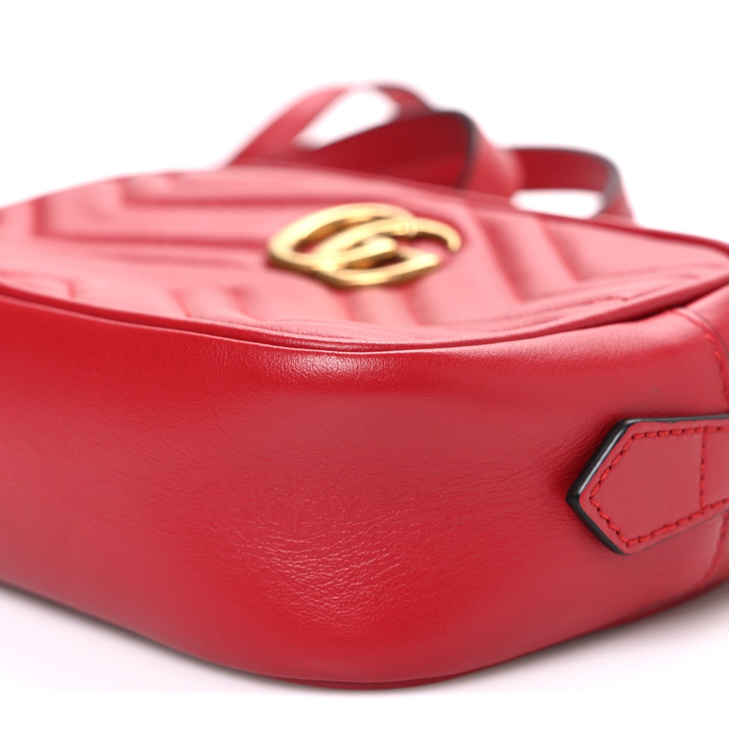Calfskin Matelasse Mini GG Marmont Chain Shoulder Bag Hibiscus Red