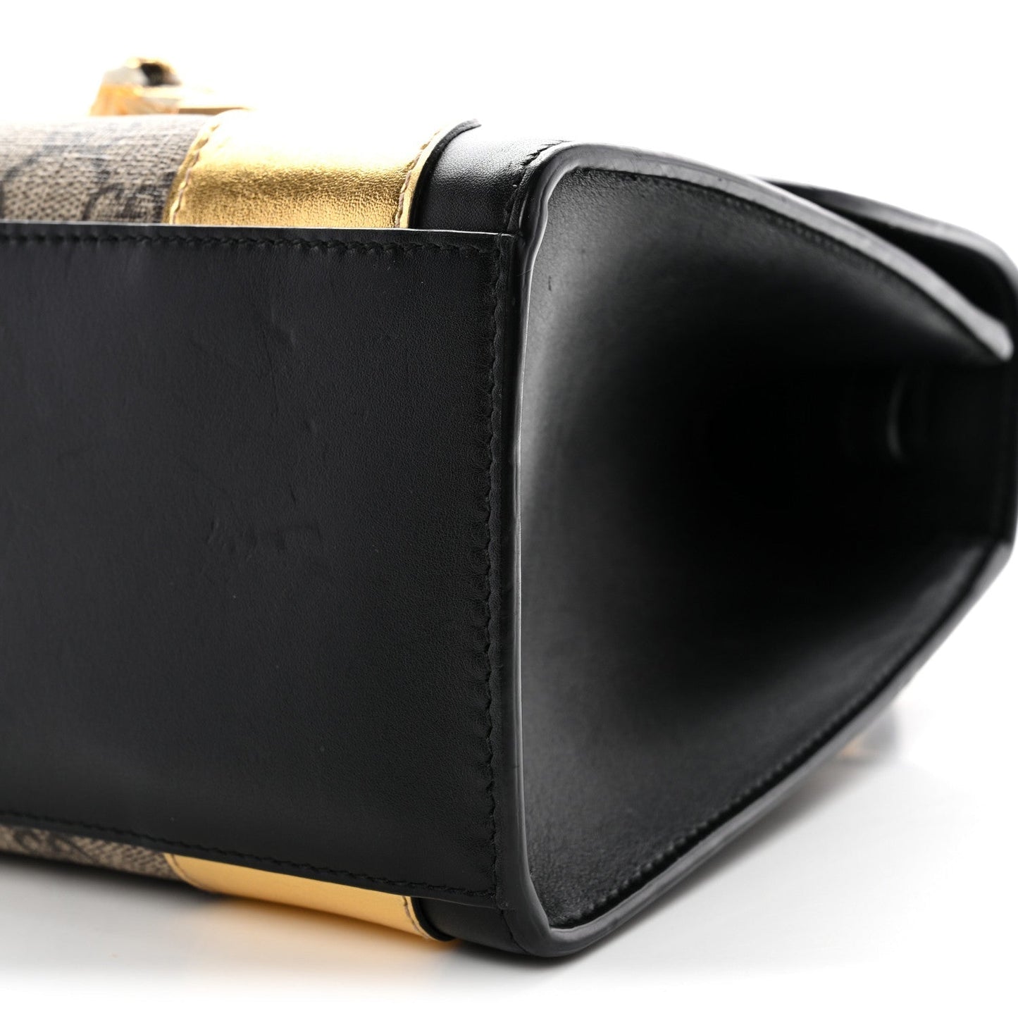 GG Supreme Monogram Small Osiride Top Handle Bag Black Gold